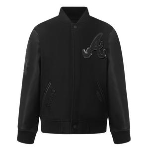 Pro Standard Big Boys' MLB Atlanta Braves Triple Black Wool Varsity Jacket