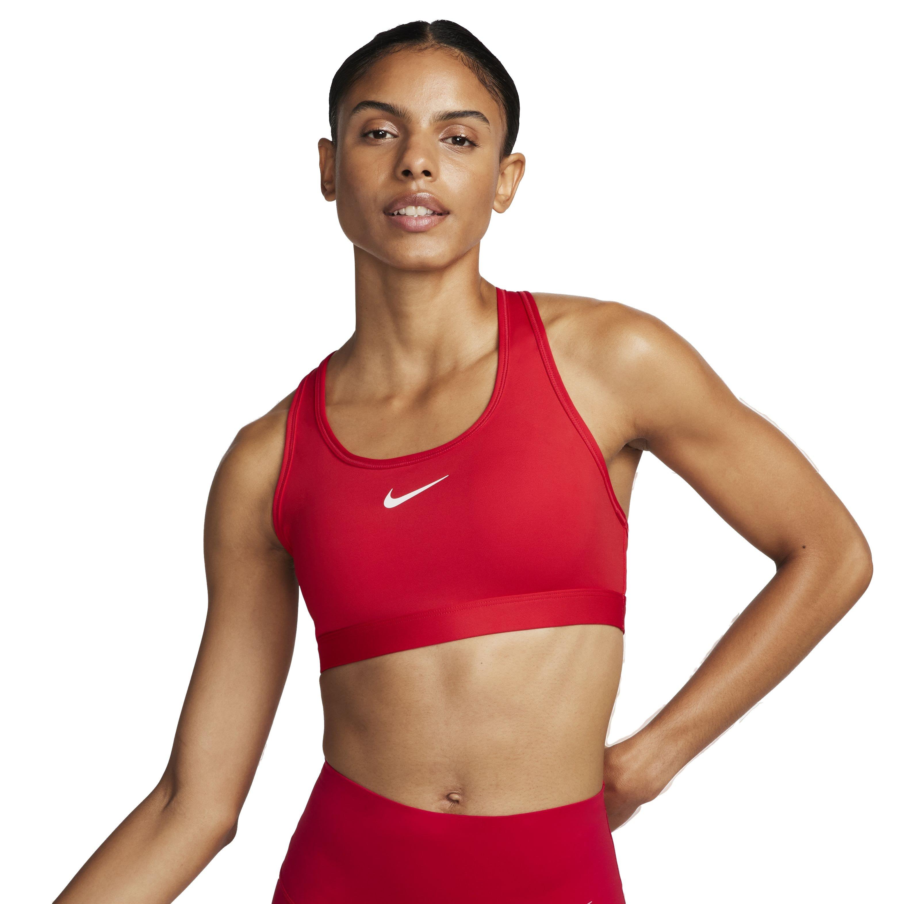 Nike Women's Swoosh Medium Support Padded Sports Bra - Red - RED Thumbnail View 1