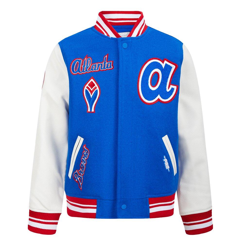 Pro Standard MLB Atlanta Braves Retro Classic Big Boys' Royal Rib Wool Varsity Jacket