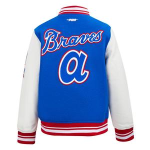 Pro Standard Big Boys' MLB Atlanta Braves Retro Classic Rib Wool Varsity Jacket -Royal