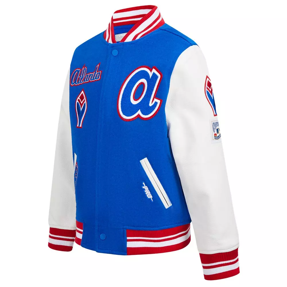 Pro Standard Big Boys' MLB Atlanta Braves Retro Classic Rib Wool Varsity Jacket - Royal - ROYAL