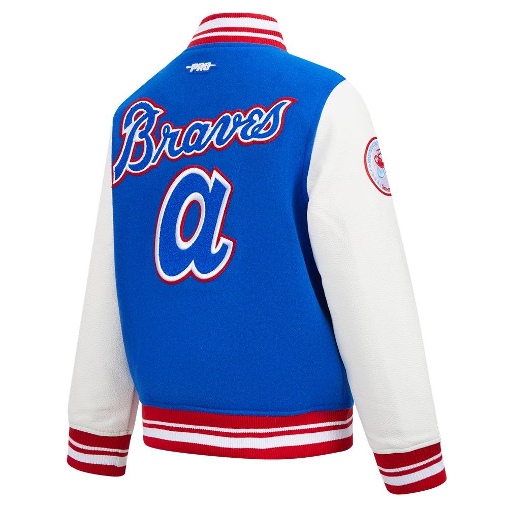 Pro Standard Big Boys' MLB Atlanta Braves Retro Classic Rib Wool Varsity Jacket - Royal - ROYAL Thumbnail View 4
