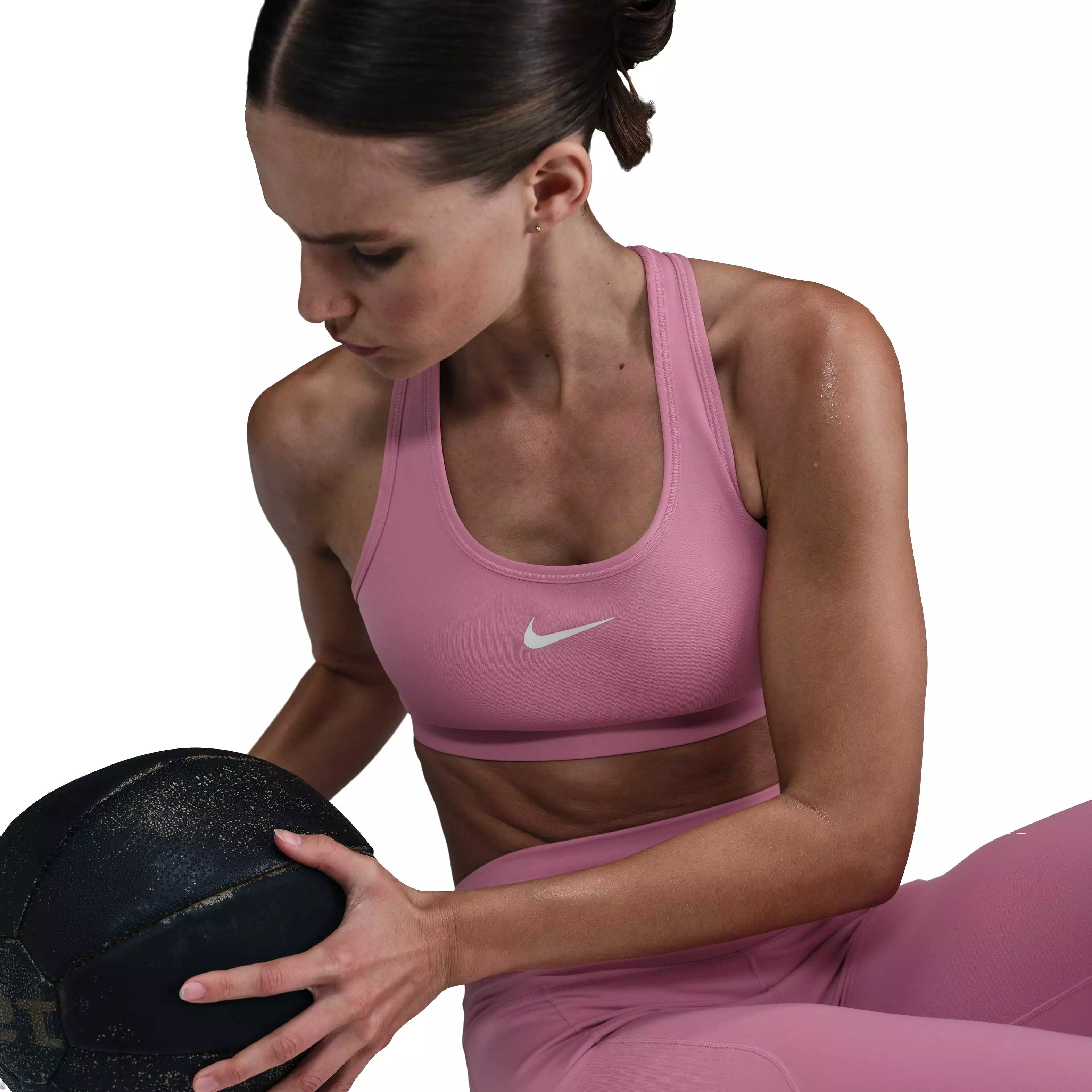 Nike Women's Swoosh Medium Support Padded Sports Bra - Pink - PINK