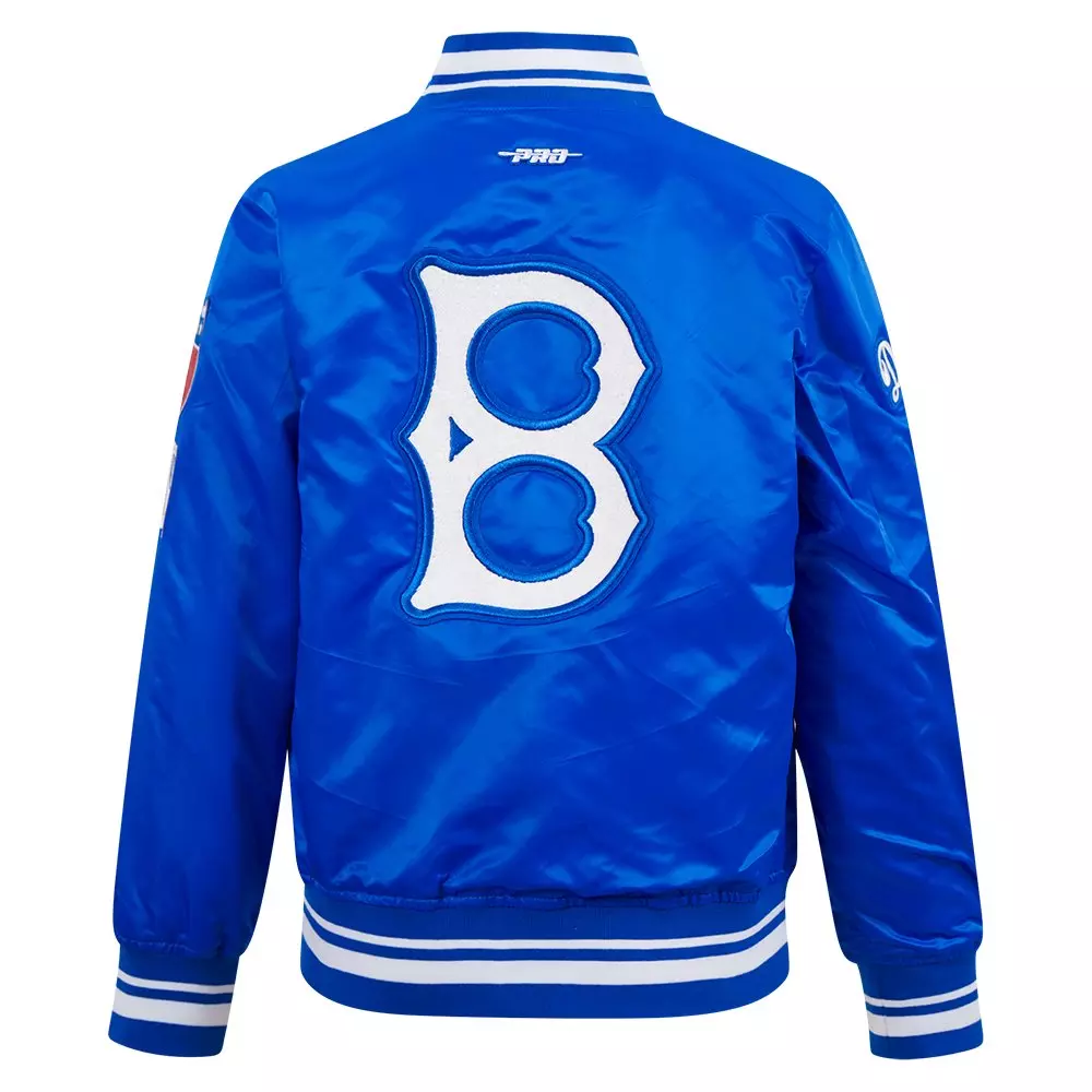 Pro Standard Big Boys' MLB Brooklyn Dodgers Retro Classic Rib Satin Jacket -Blue - ROYAL