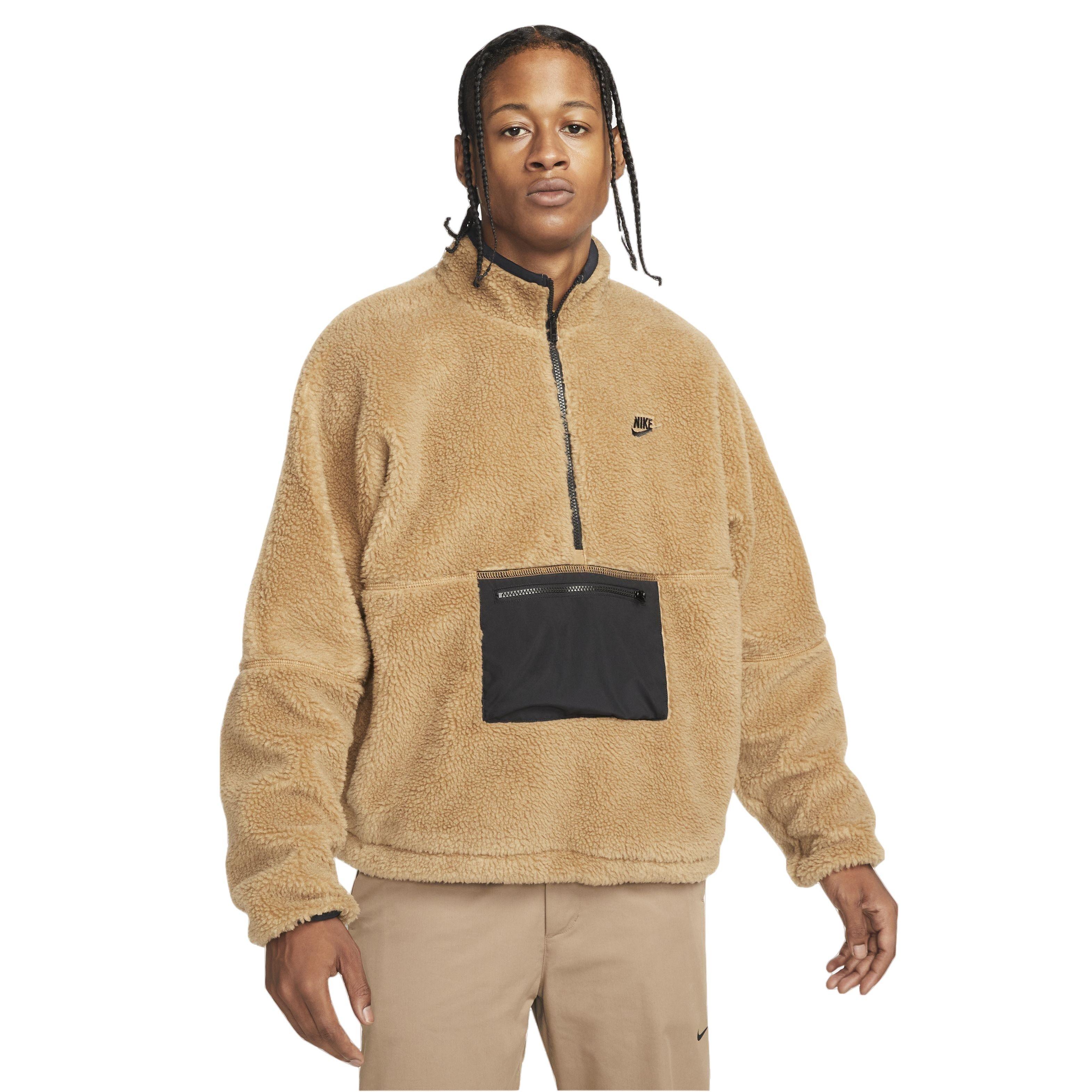 Nike Men's Club+ Fleece Winter Half-Zip Anorak Jacket - BROWN Thumbnail View 1