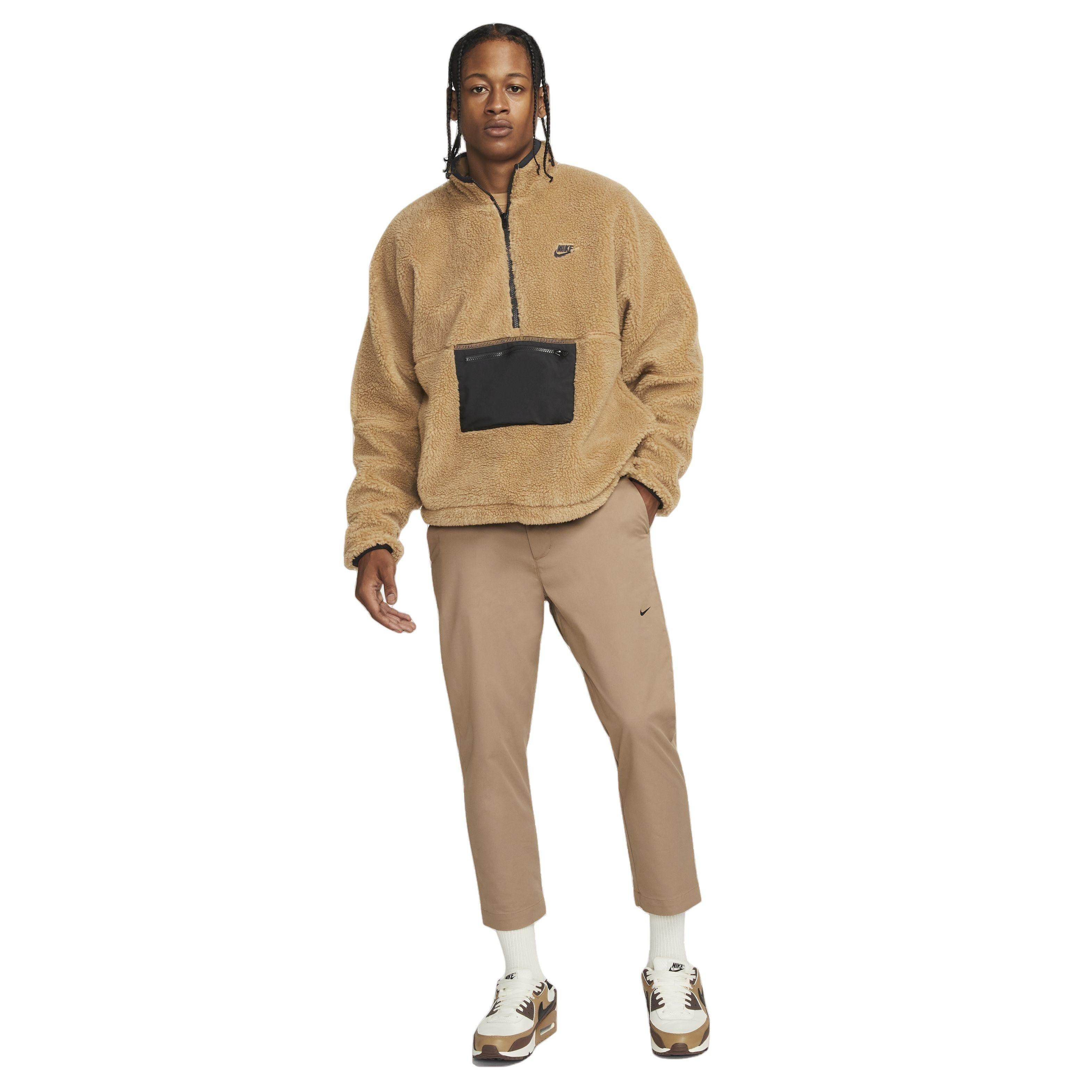 Nike Men's Club+ Fleece Winter Half-Zip Anorak Jacket - BROWN Thumbnail View 6