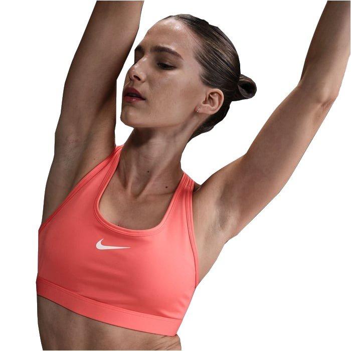 Nike Women's Swoosh Medium Support Padded Sports Bra - Coral - CORAL Thumbnail View 1