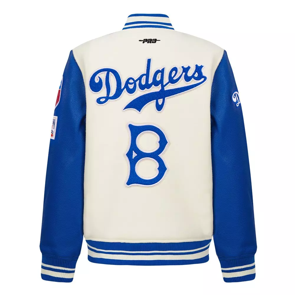 Pro Standard Big Boys' MLB Brooklyn Dodgers Retro Classic Rib Wool Varsity Jacket - Cream - CREAM
