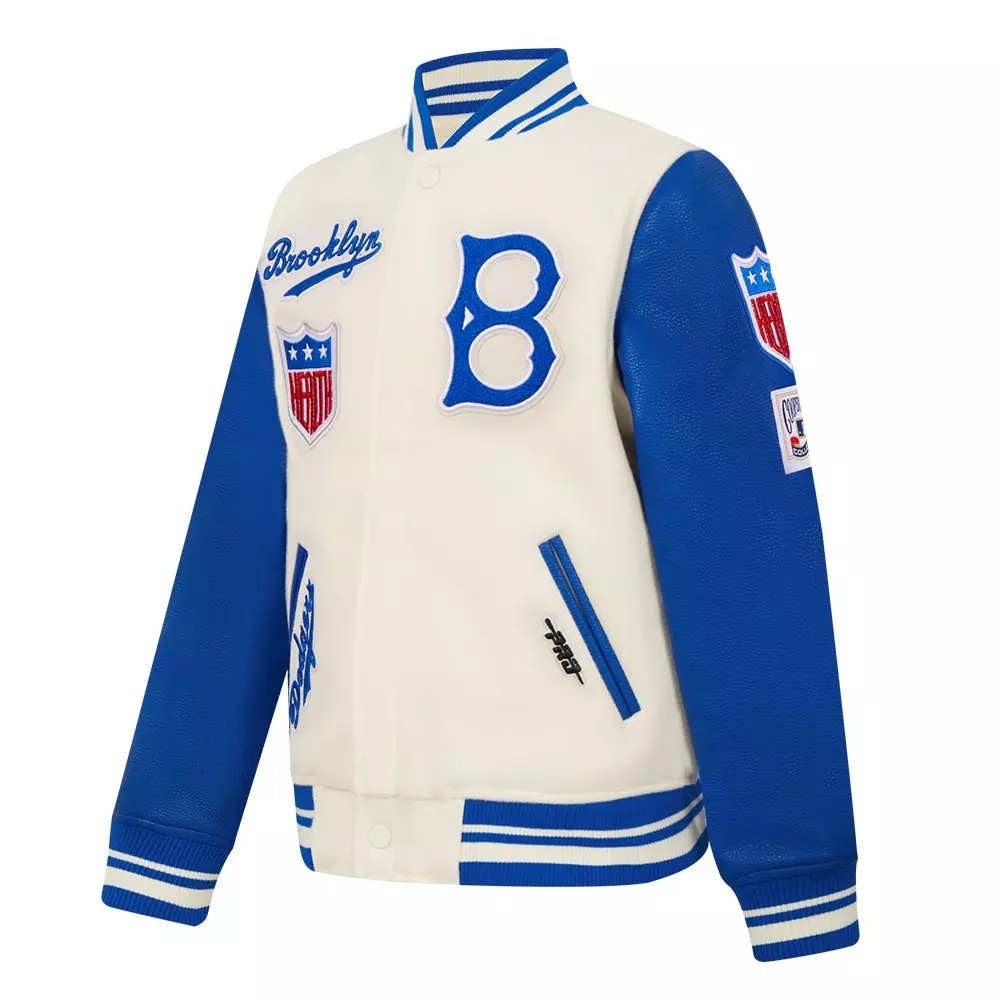Pro Standard Big Boys' MLB Brooklyn Dodgers Retro Classic Rib Wool Varsity Jacket -Cream - CREAM