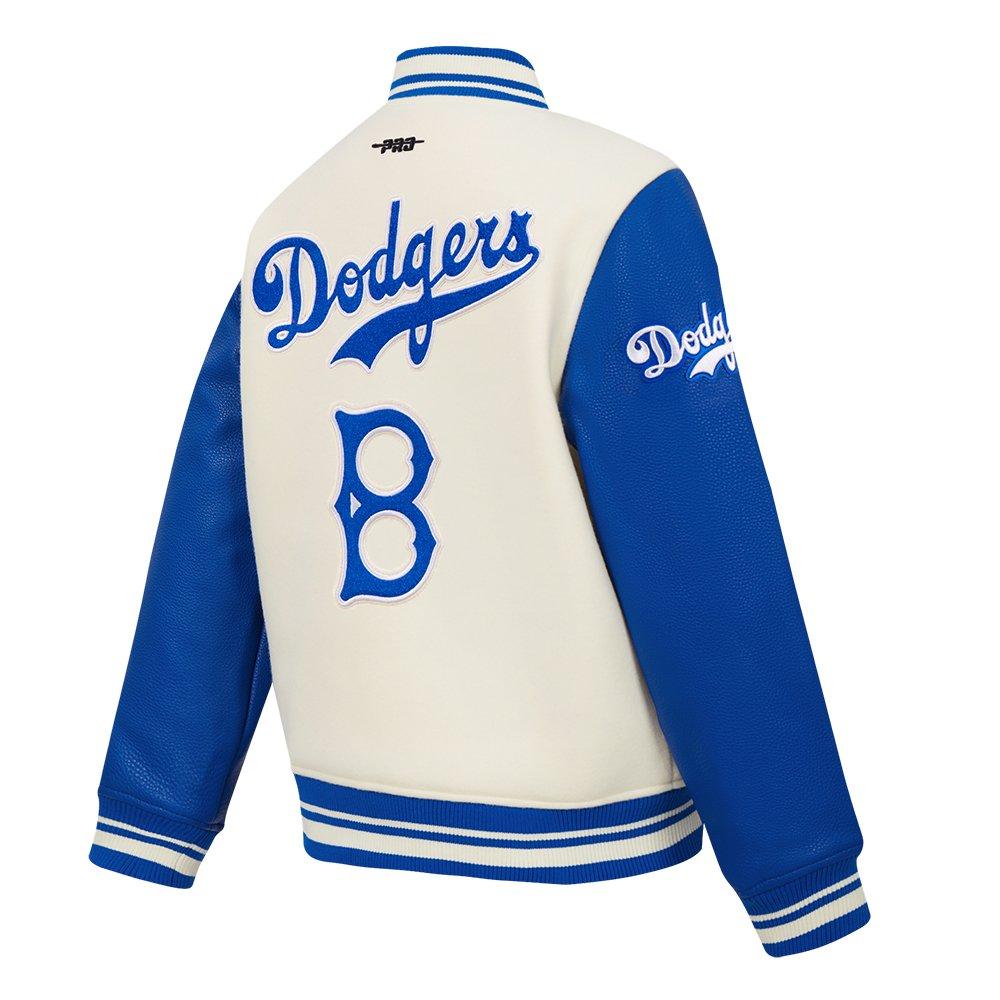 Pro Standard Big Boys' MLB Brooklyn Dodgers Retro Classic Rib Wool Varsity Jacket - Cream - CREAM Thumbnail View 4