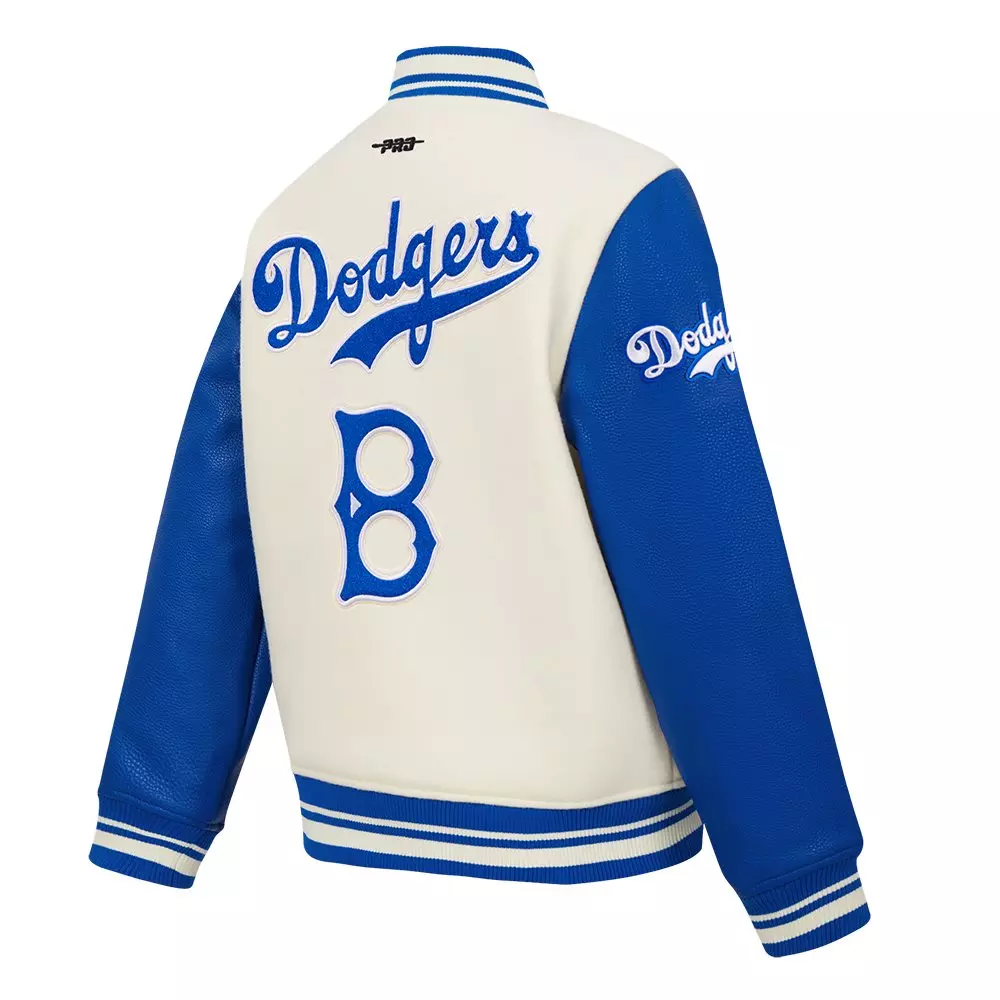 Pro Standard Big Boys' MLB Brooklyn Dodgers Retro Classic Rib Wool Varsity Jacket - Cream - CREAM