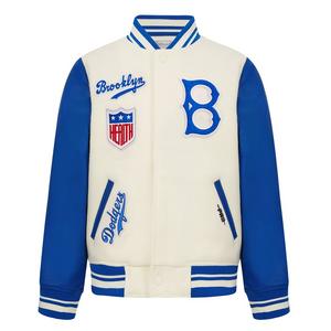 Pro Standard Big Boys' MLB Brooklyn Dodgers Retro Classic Rib Wool Varsity Jacket -Cream