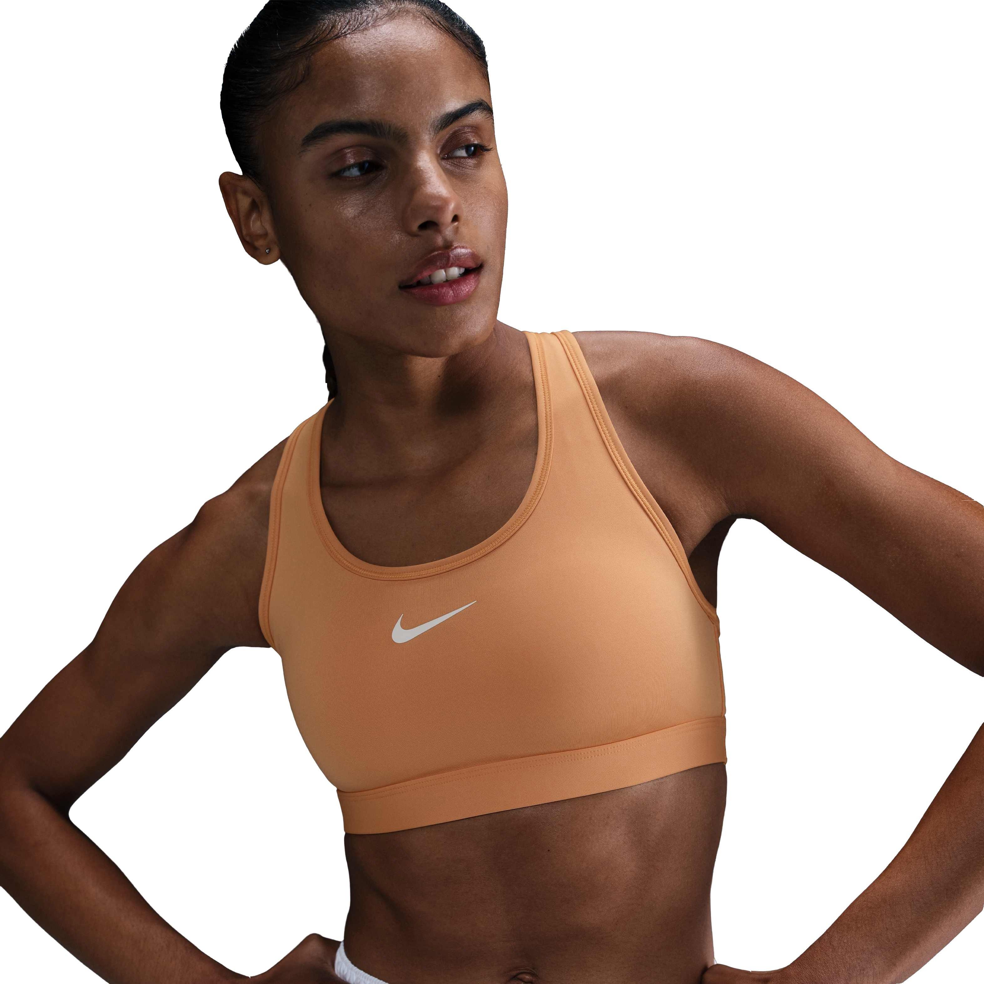 Nike Women's Swoosh Medium Support Padded Sports Bra - Orange - ORANGE Thumbnail View 1