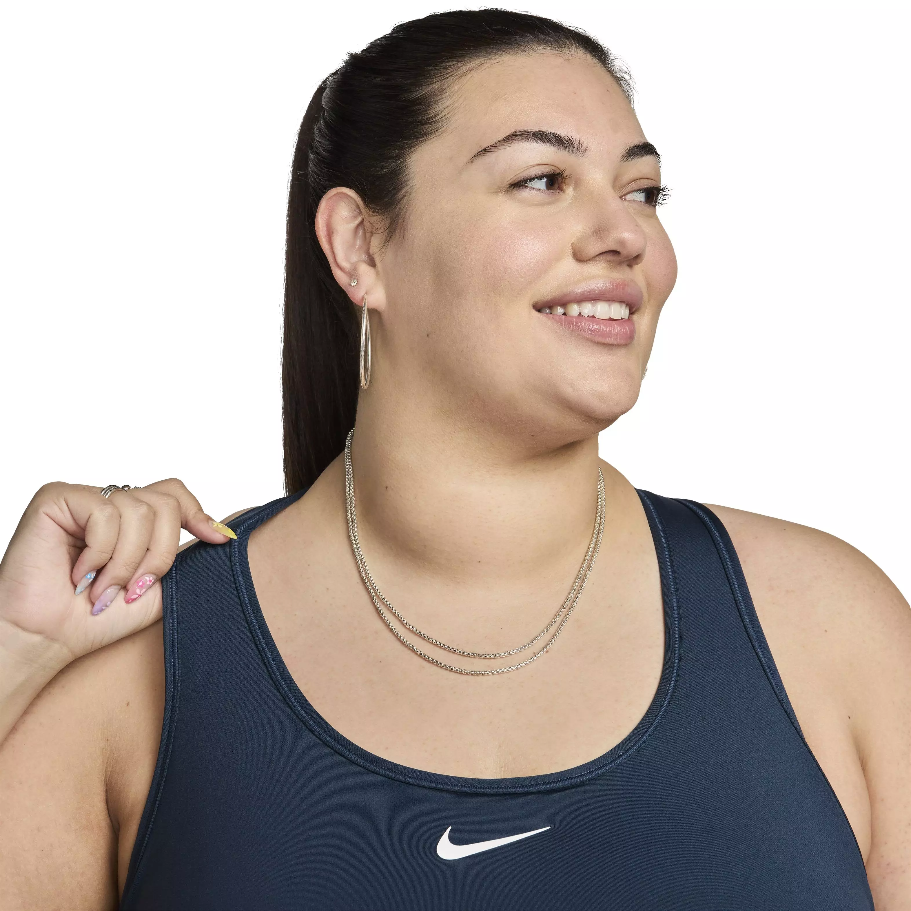 Nike Women's Swoosh Padded Medium Support Sports Bra - Navy - NAVY