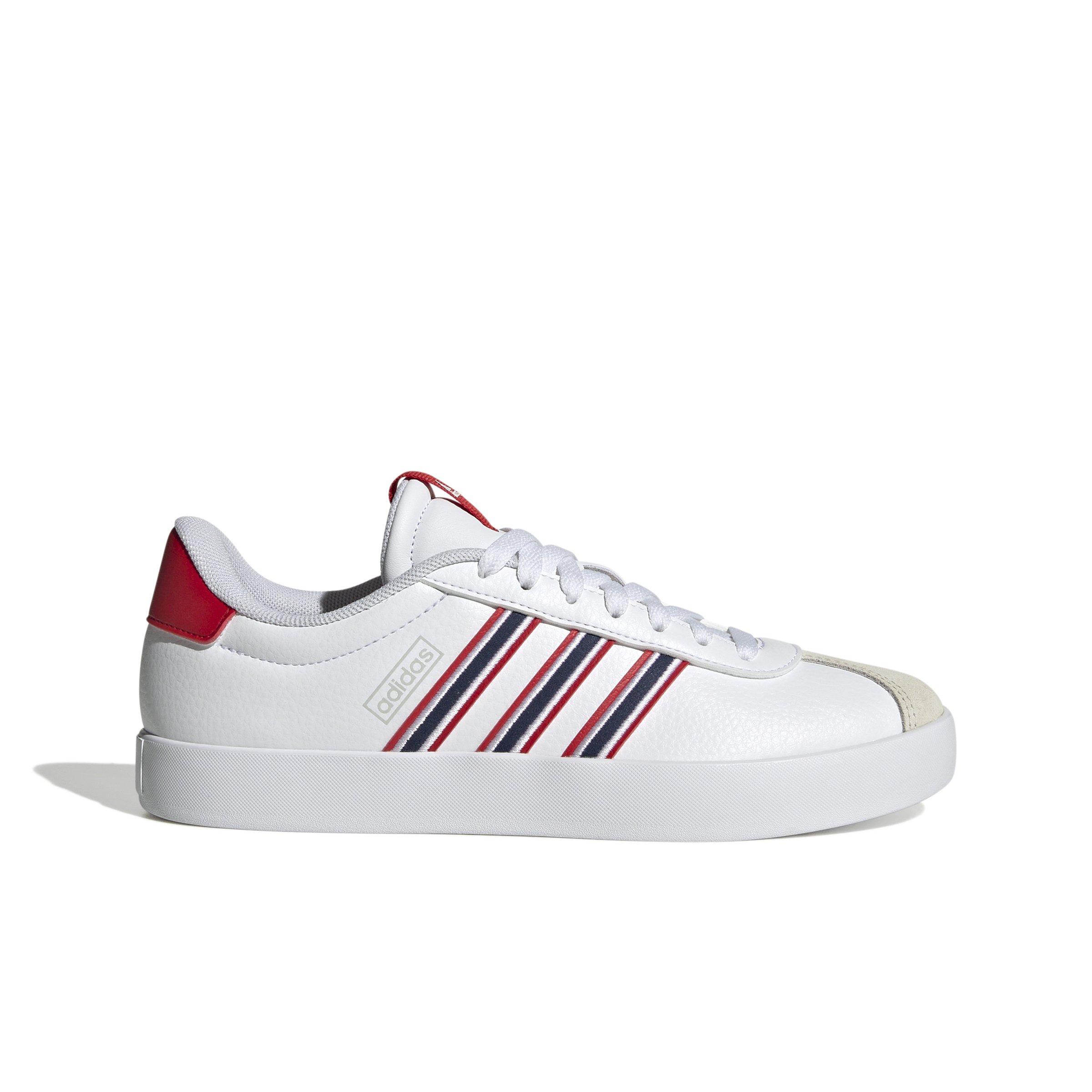adidas VL Court 3.0 "Ftwr White/Team Navy Blue 2/Better Scarlet" Women's Skateboard Shoe - WHITE/BLUE/SCARLET Thumbnail View 1
