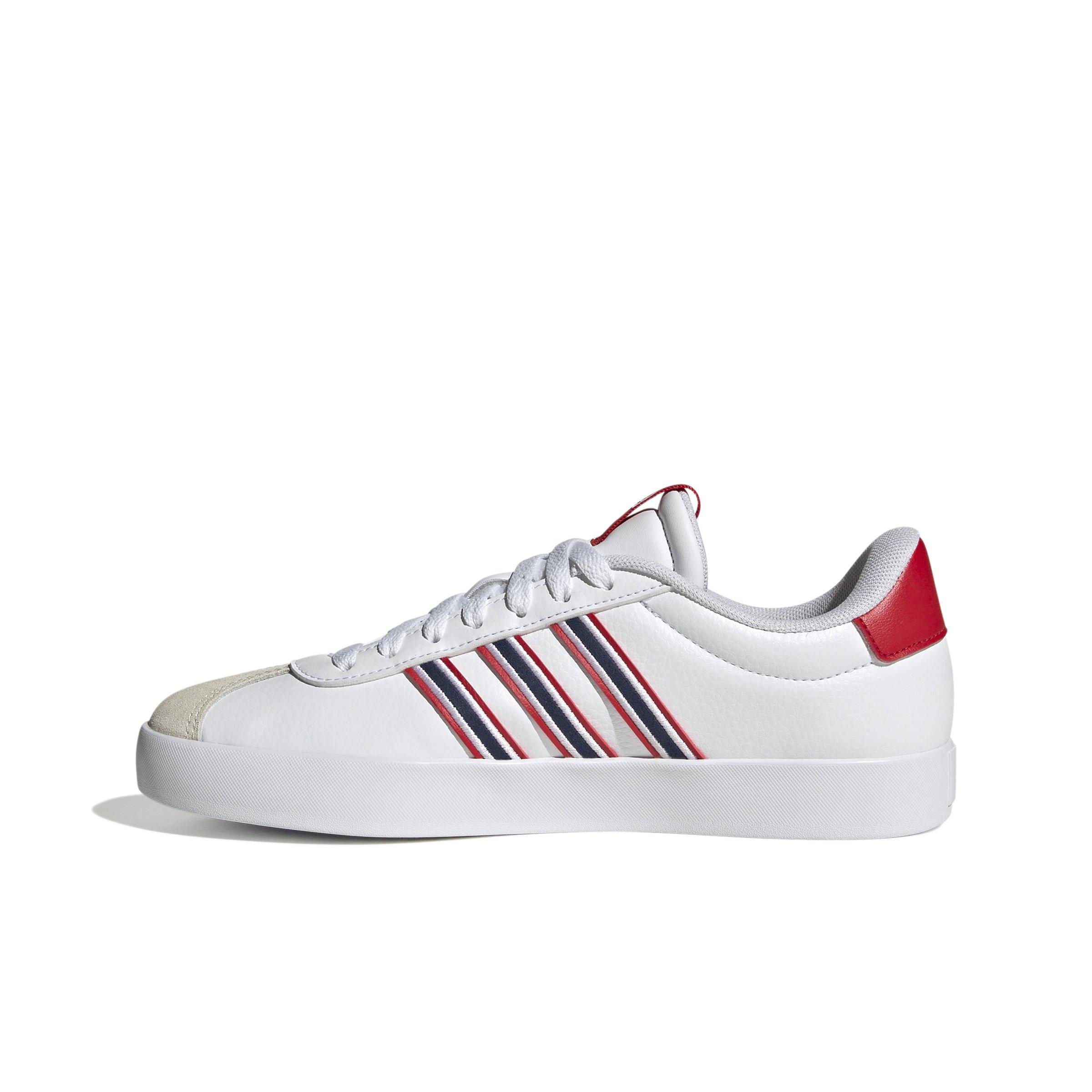 adidas VL Court 3.0 "Ftwr White/Team Navy Blue 2/Better Scarlet" Women's Skateboard Shoe - WHITE/BLUE/SCARLET Thumbnail View 2