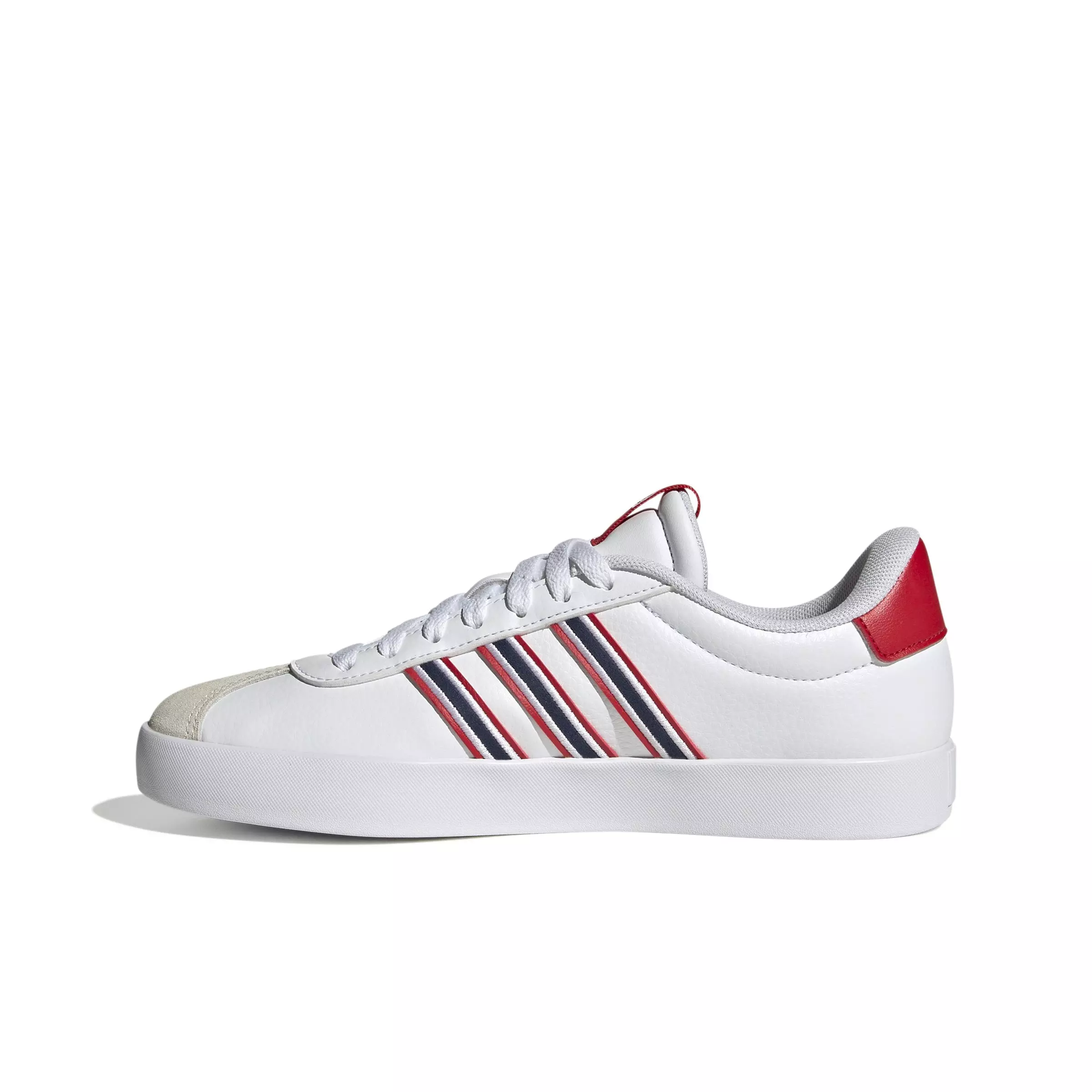 adidas VL Court 3.0 "Ftwr White/Team Navy Blue 2/Better Scarlet" Women's Skateboard Shoe - WHITE/BLUE/SCARLET