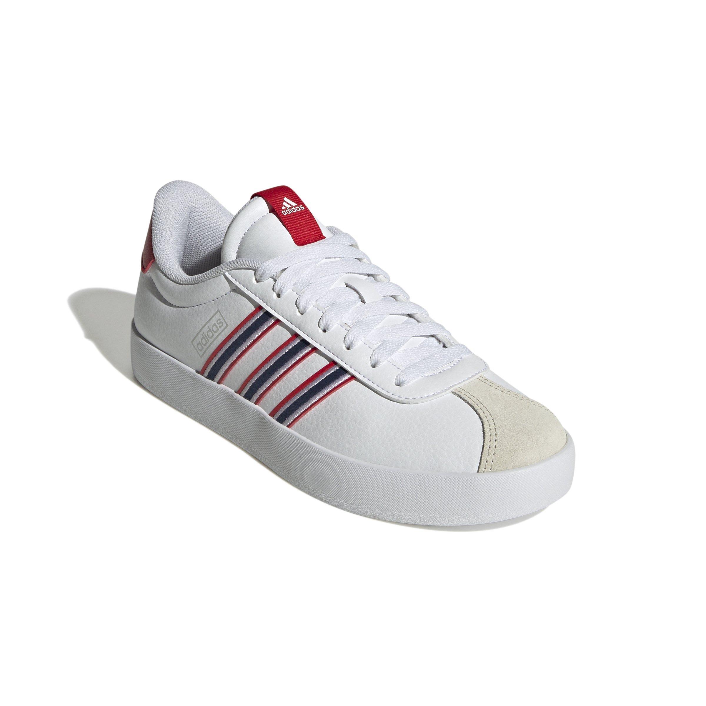 adidas VL Court 3.0 "Ftwr White/Team Navy Blue 2/Better Scarlet" Women's Skateboard Shoe - WHITE/BLUE/SCARLET Thumbnail View 3