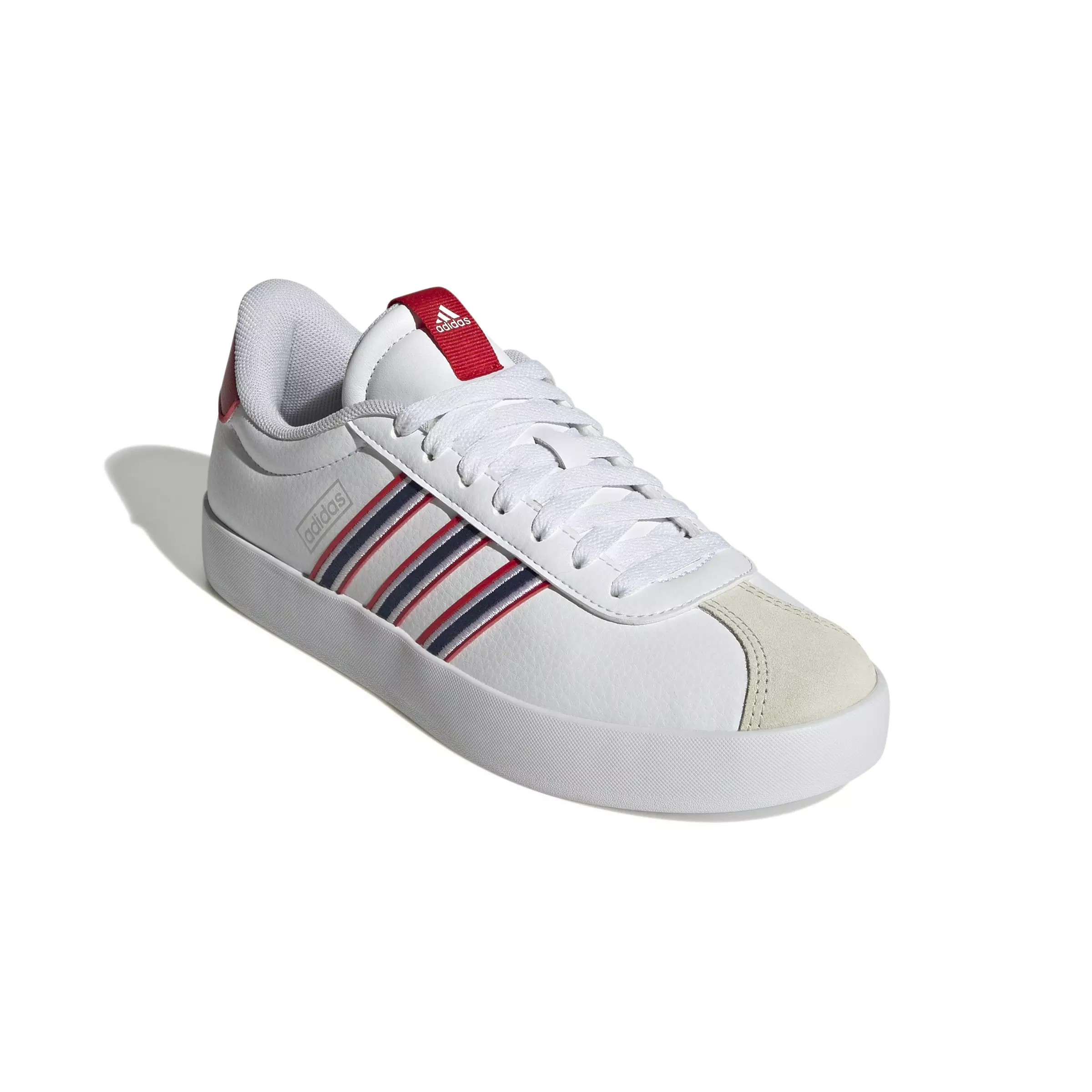 adidas VL Court 3.0 "Ftwr White/Team Navy Blue 2/Better Scarlet" Women's Skateboard Shoe - WHITE/BLUE/SCARLET