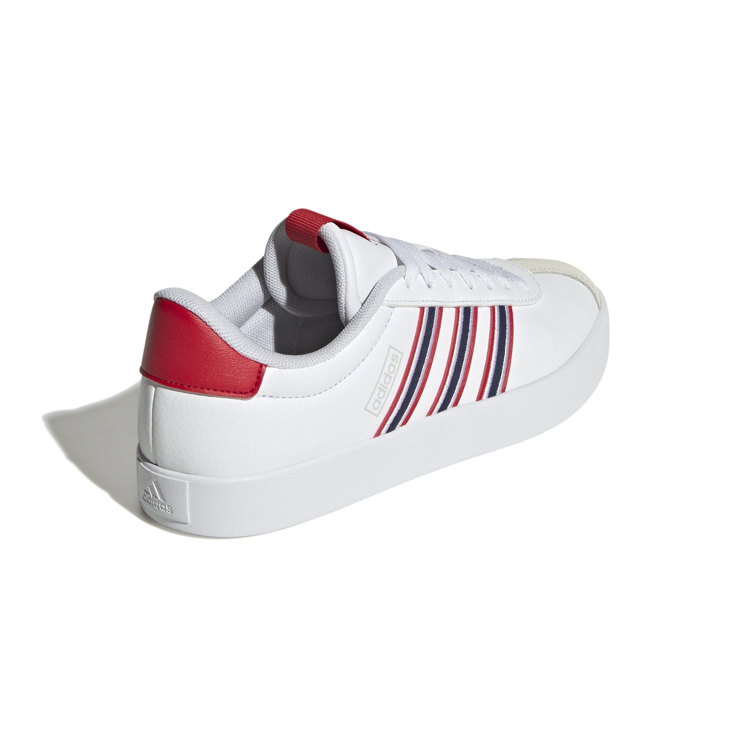adidas VL Court 3.0 "Ftwr White/Team Navy Blue 2/Better Scarlet" Women's Skateboard Shoe - WHITE/BLUE/SCARLET Thumbnail View 4