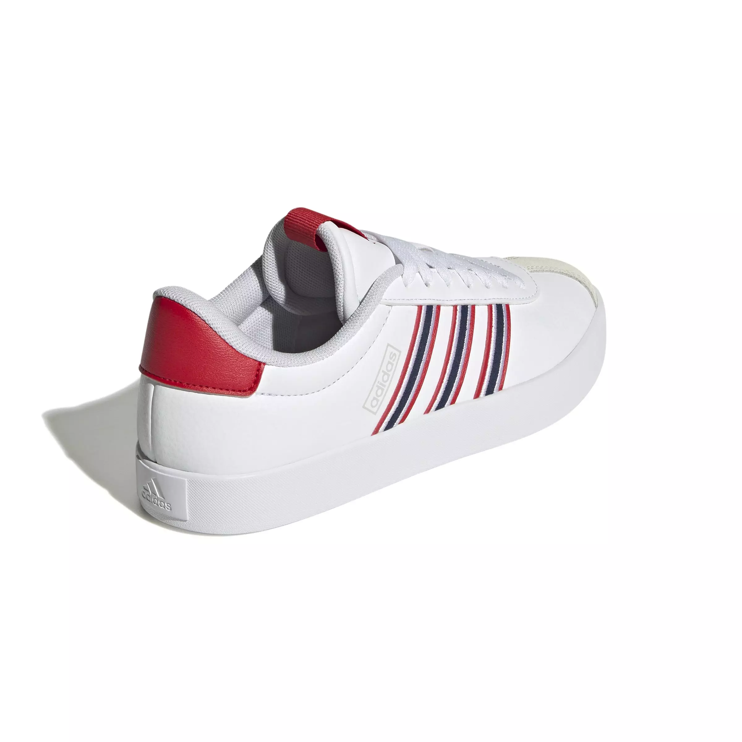 adidas VL Court 3.0 "Ftwr White/Team Navy Blue 2/Better Scarlet" Women's Skateboard Shoe - WHITE/BLUE/SCARLET