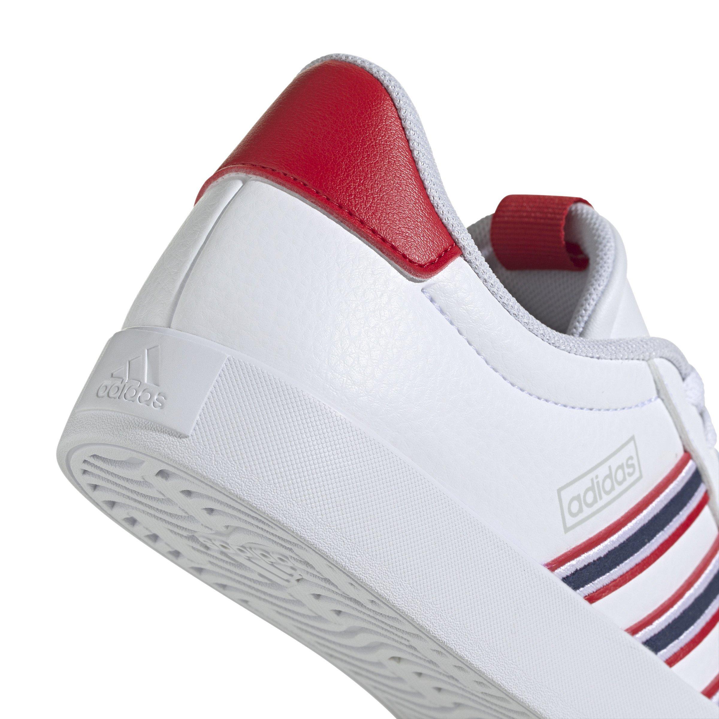 adidas VL Court 3.0 "Ftwr White/Team Navy Blue 2/Better Scarlet" Women's Skateboard Shoe - WHITE/BLUE/SCARLET Thumbnail View 7