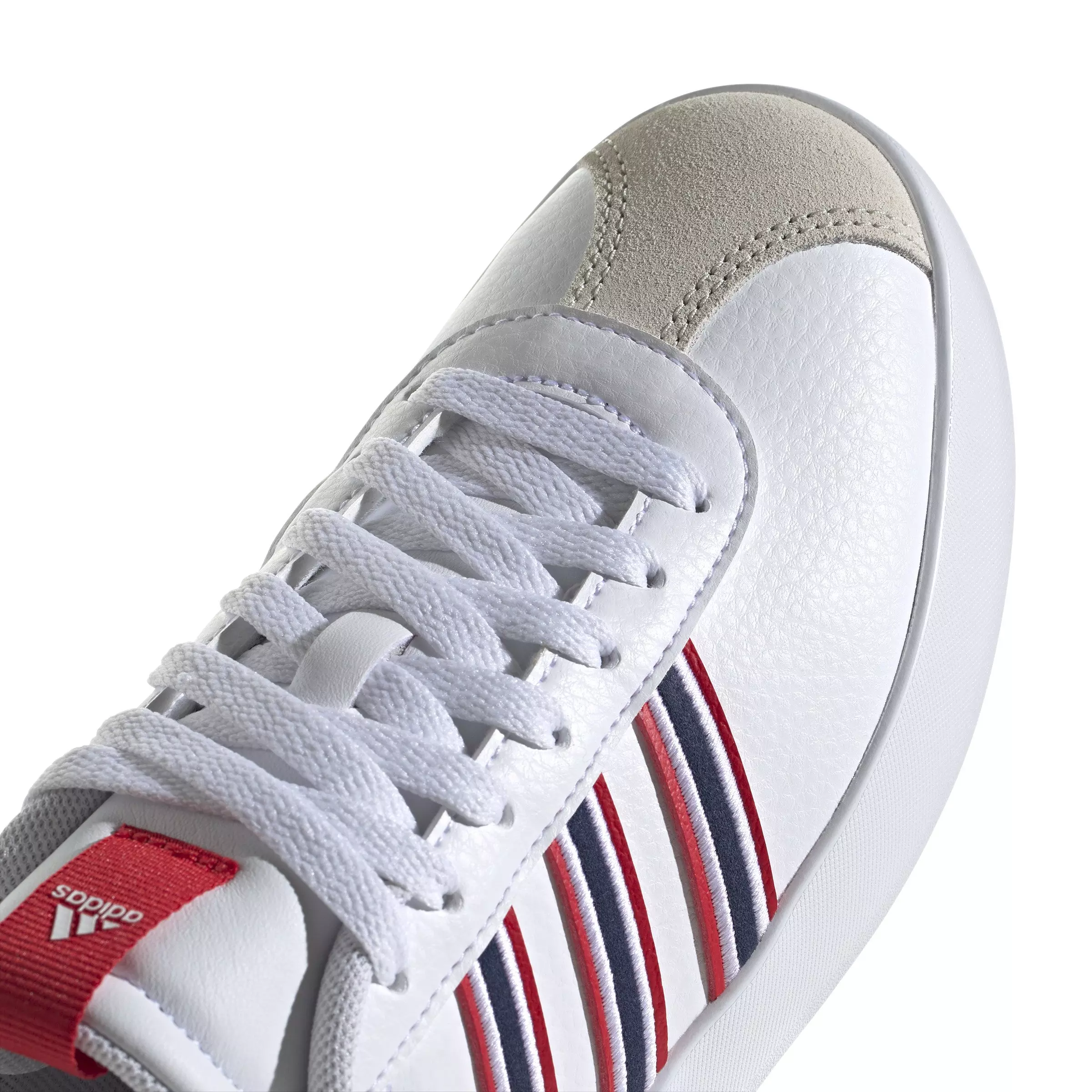 adidas VL Court 3.0 "Ftwr White/Team Navy Blue 2/Better Scarlet" Women's Skateboard Shoe - WHITE/BLUE/SCARLET