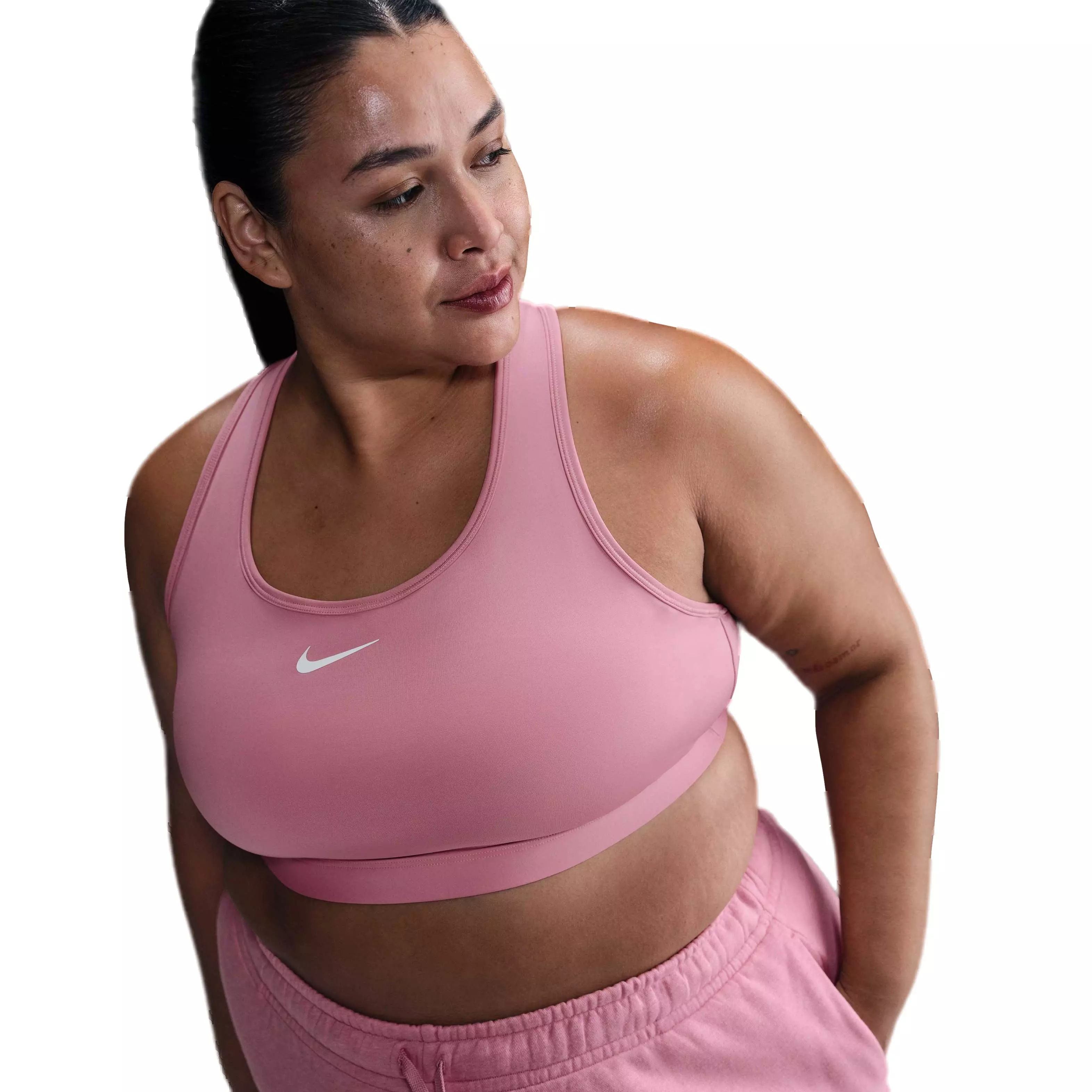 Nike Women's Swoosh Padded Medium Support Sports Bra - Pink - PINK