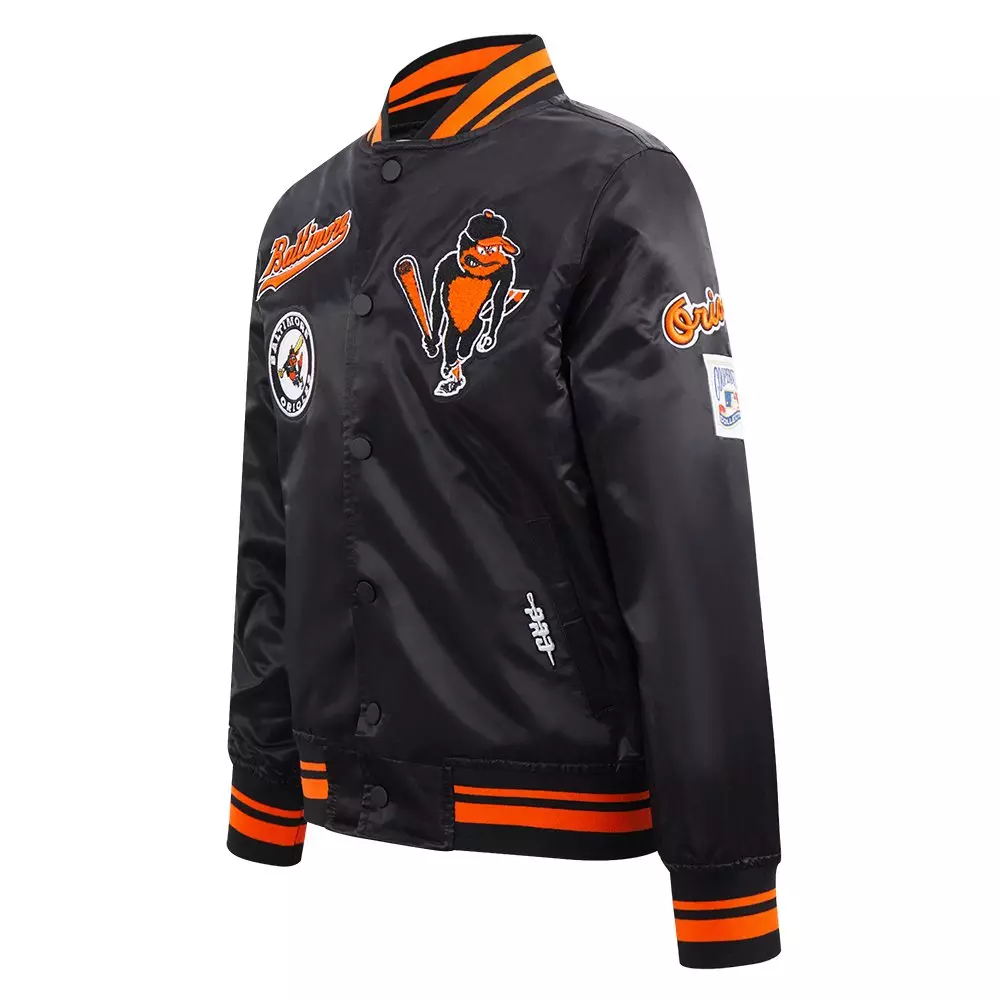 Pro Standard Big Boys' MLB Baltimore Orioles Retro Classic Rib Satin Jacket - Black - BLACK