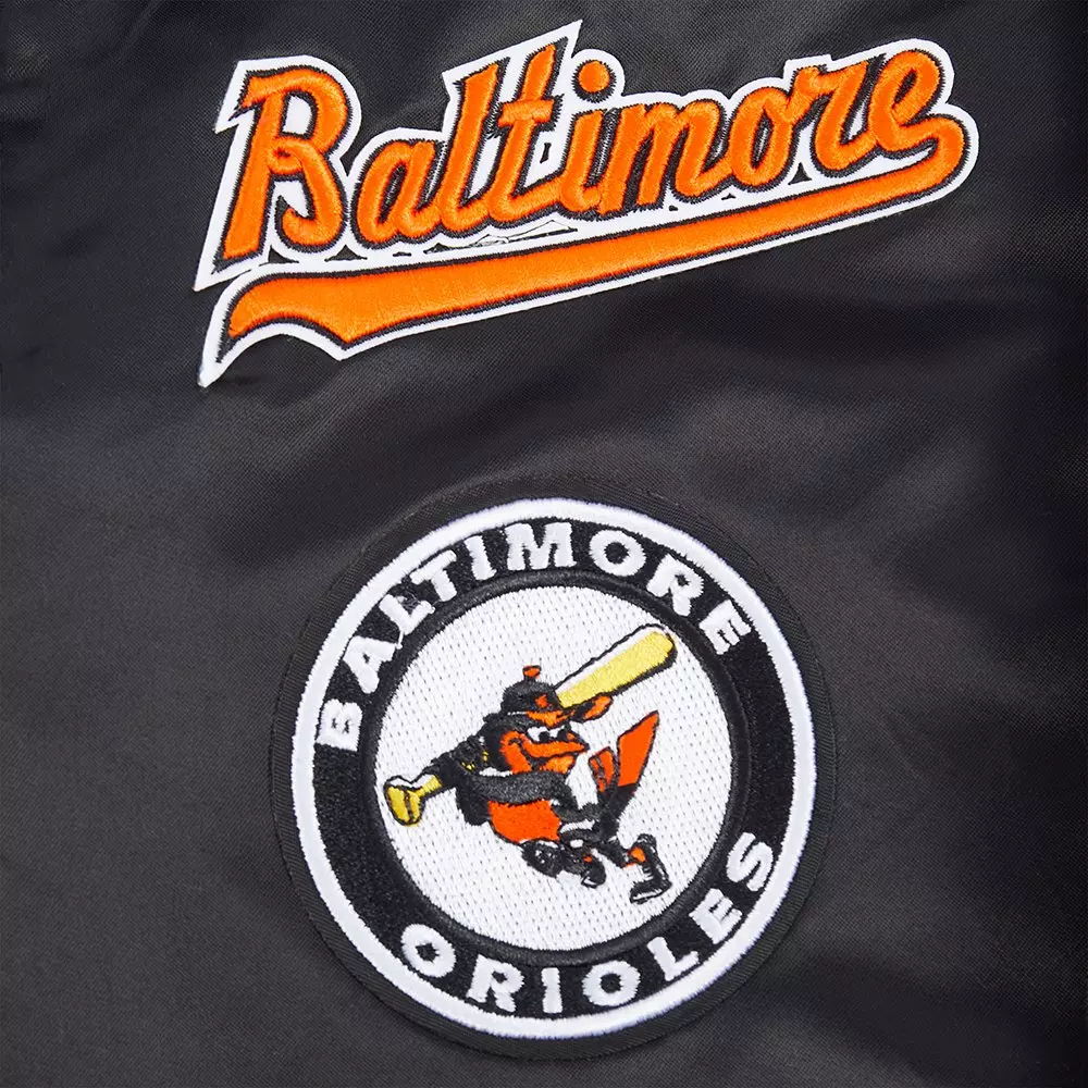 Pro Standard Big Boys' MLB Baltimore Orioles Retro Classic Rib Satin Jacket - Black - BLACK