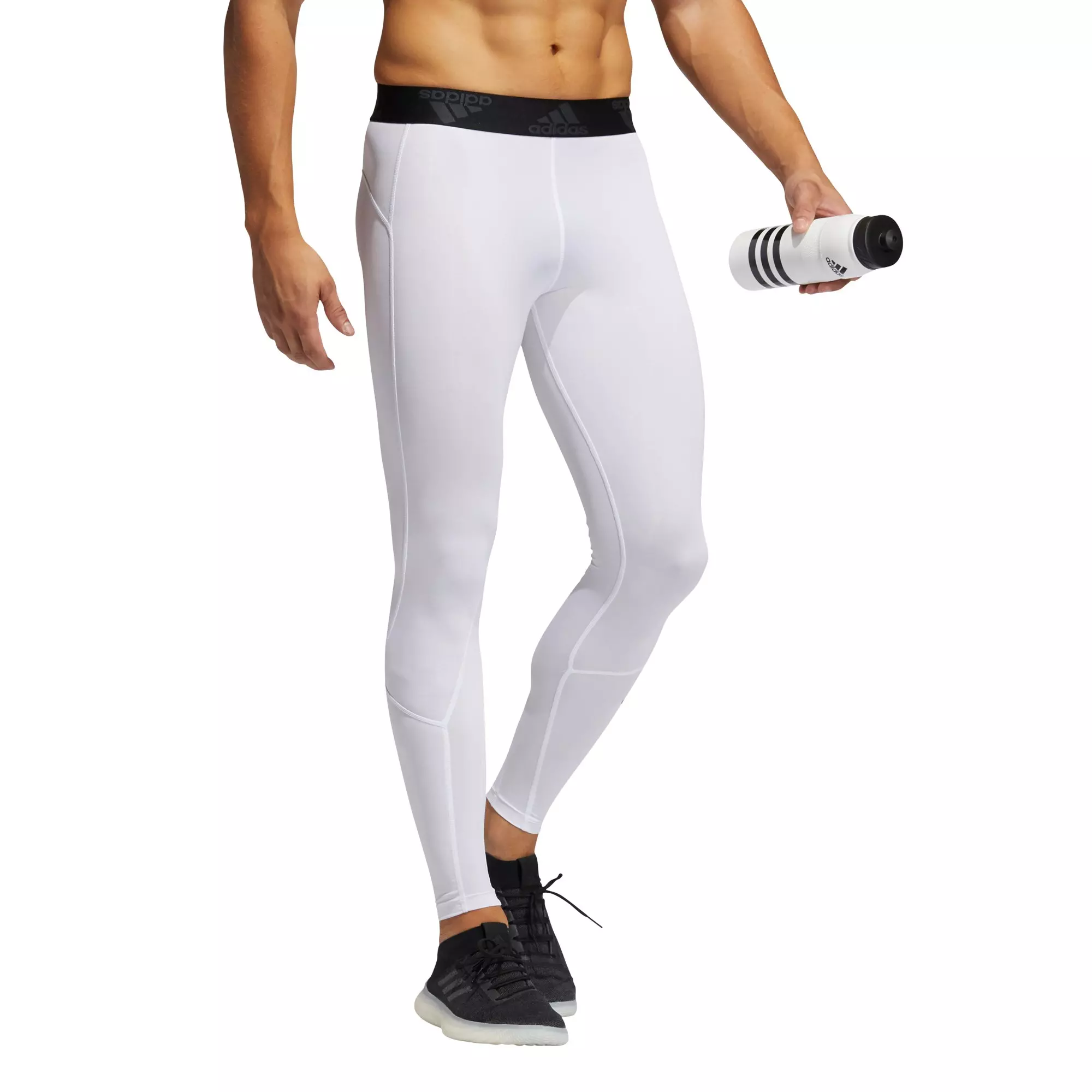 adidas Men's White Techfit Long Leggings - WHITE
