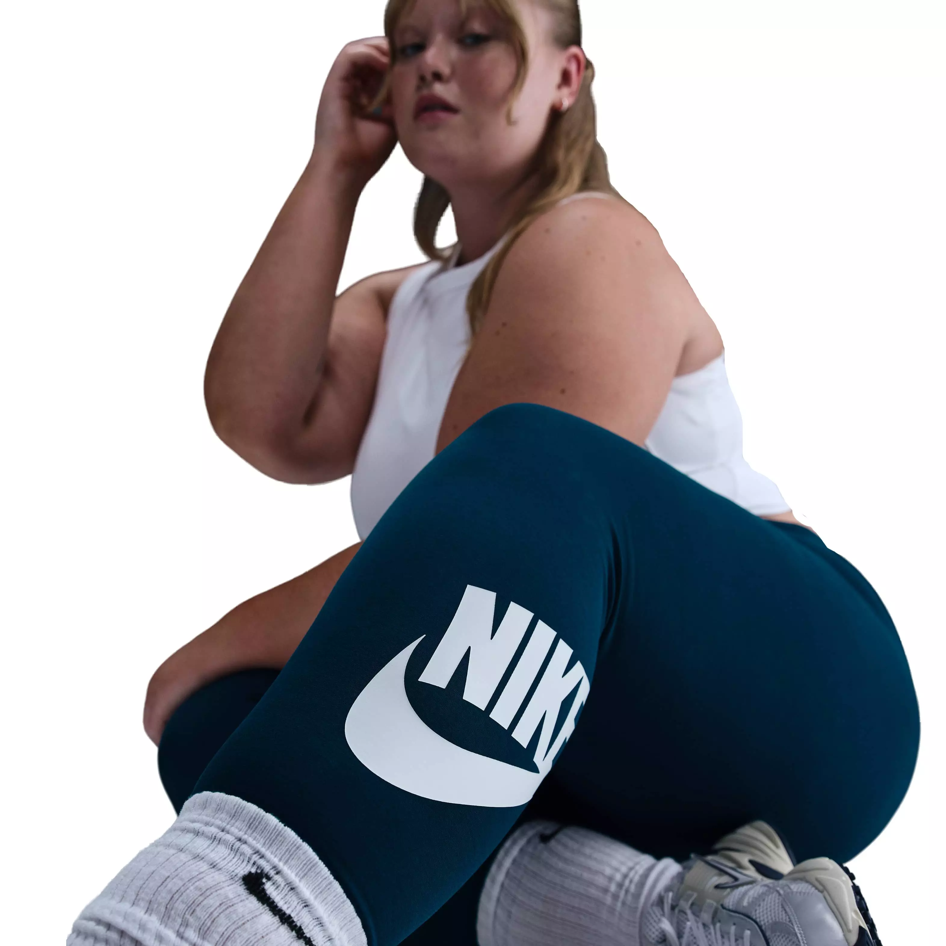 Nike Women's Sportswear Classics High-Waisted Graphic Leggings - Blue - BLUE