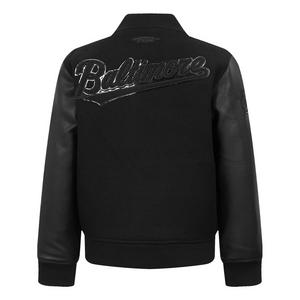 Pro Standard Big Boys' MLB Baltimore Orioles Triple Black Wool Varsity Jacket