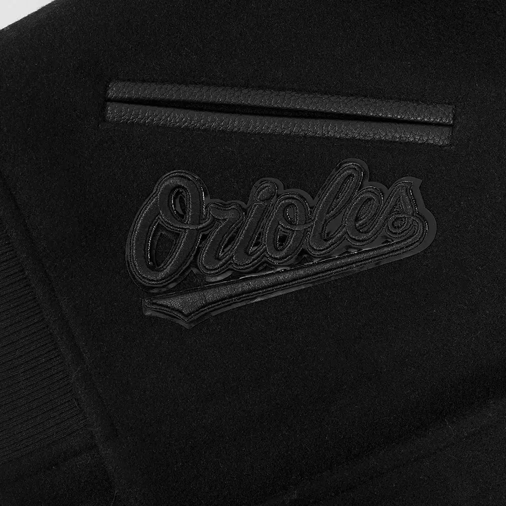 Pro Standard Big Boys' MLB Baltimore Orioles Triple Black Wool Varsity Jacket - BLACK