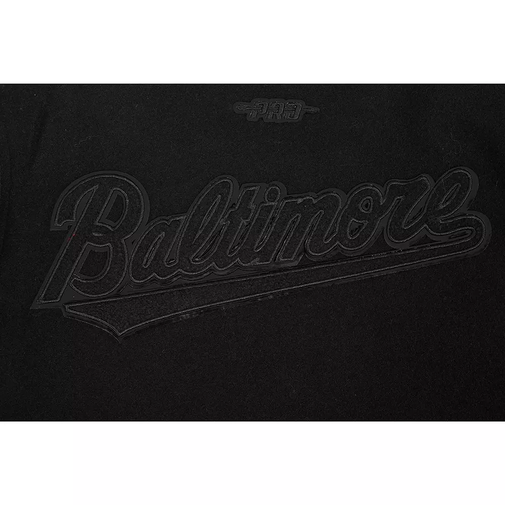 Pro Standard Big Boys' MLB Baltimore Orioles Triple Black Wool Varsity Jacket - BLACK