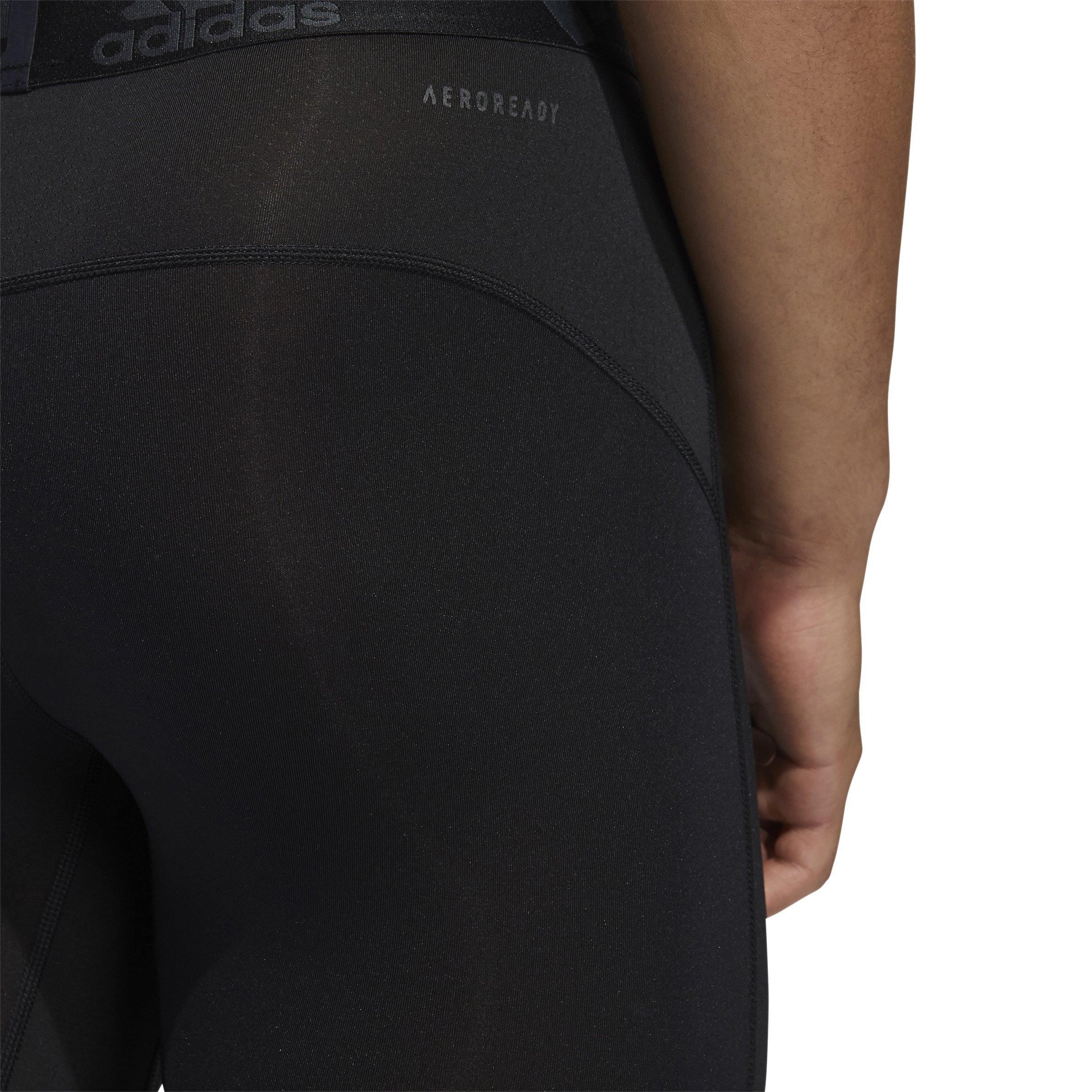 adidas Men's Black Techfit Long Leggings - BLACK Thumbnail View 2