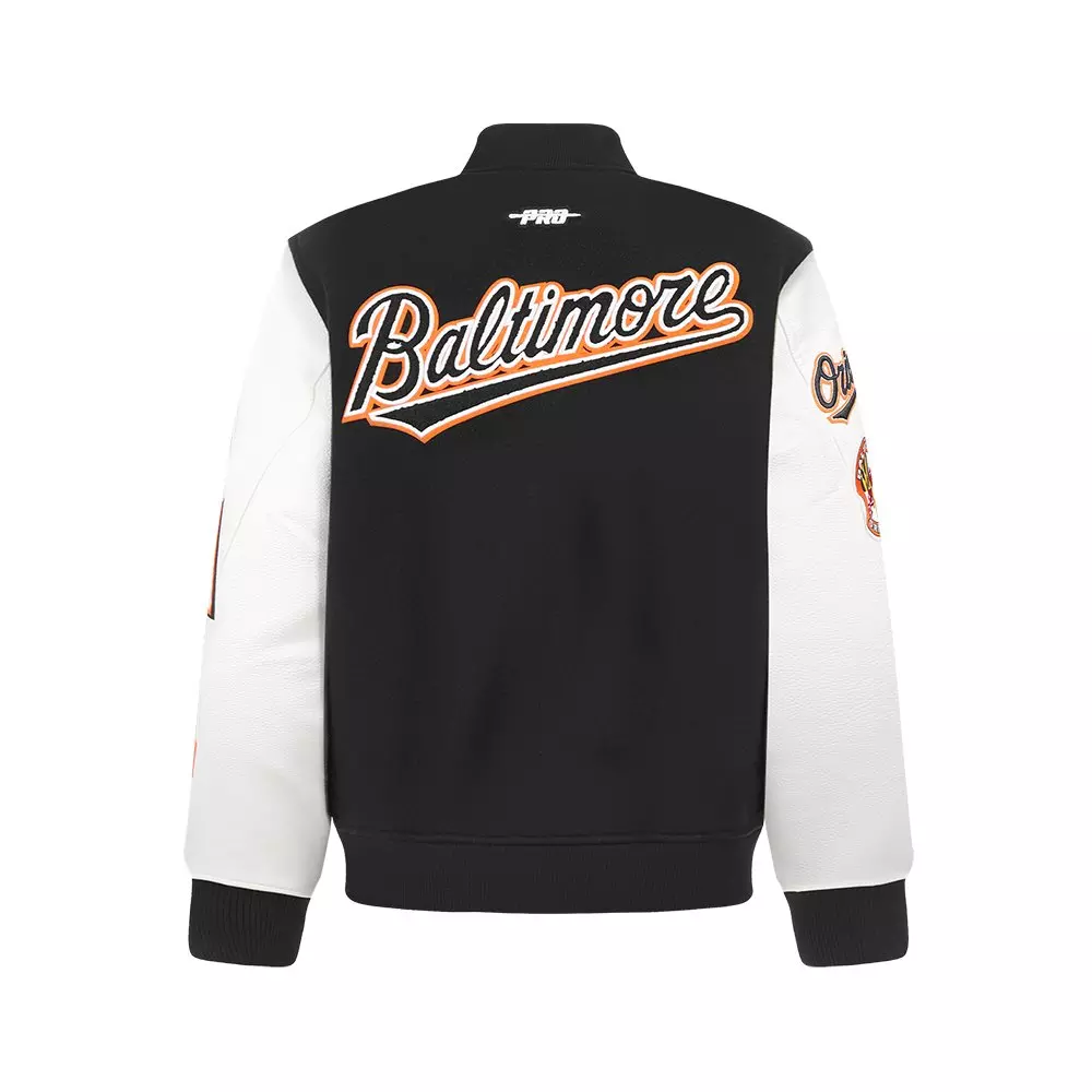 Pro Standard Big Boys' MLB Baltimore Orioles Classic Wool Varsity Jacket -Black - BLACK