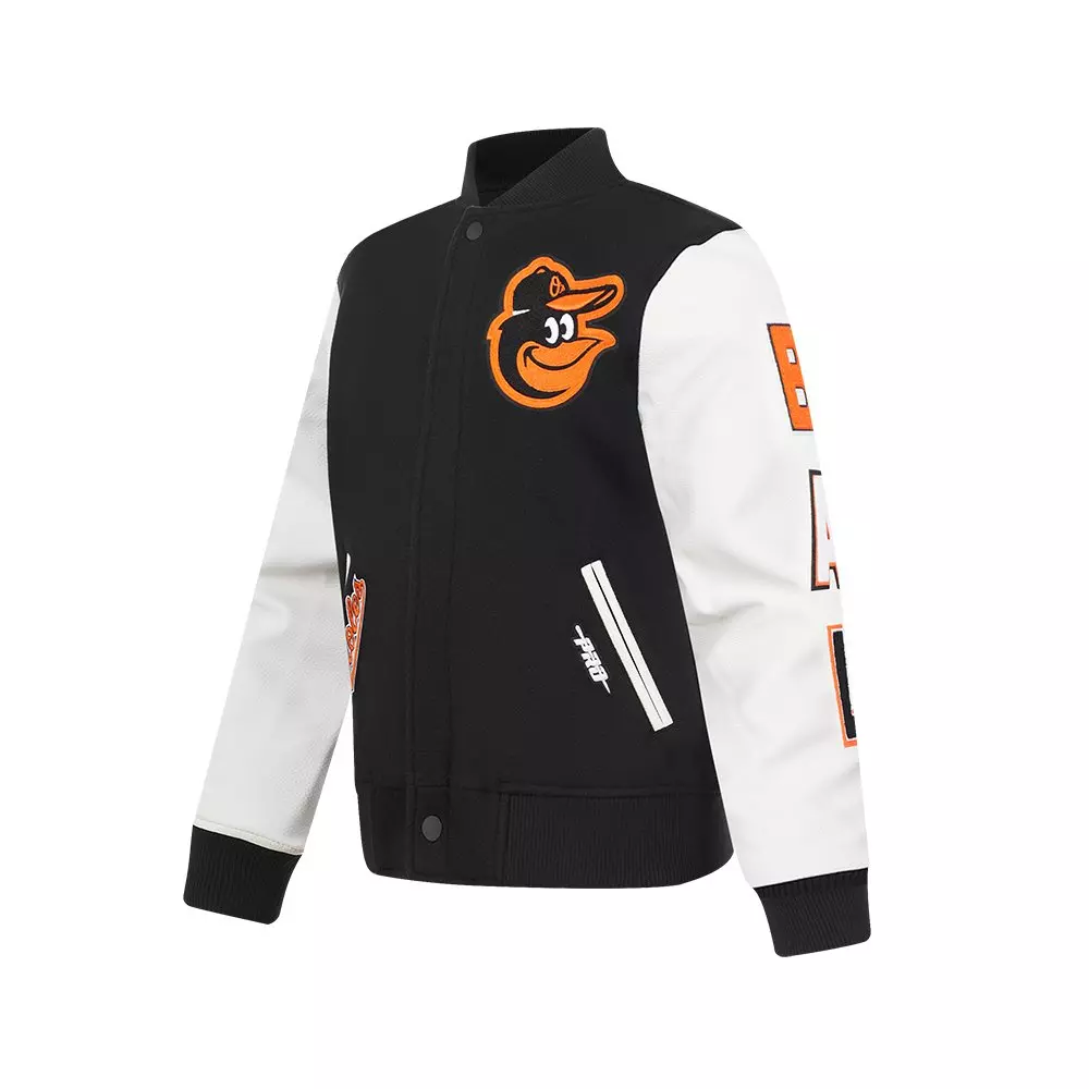Pro Standard Big Boys' MLB Baltimore Orioles Classic Wool Varsity Jacket - Black - BLACK