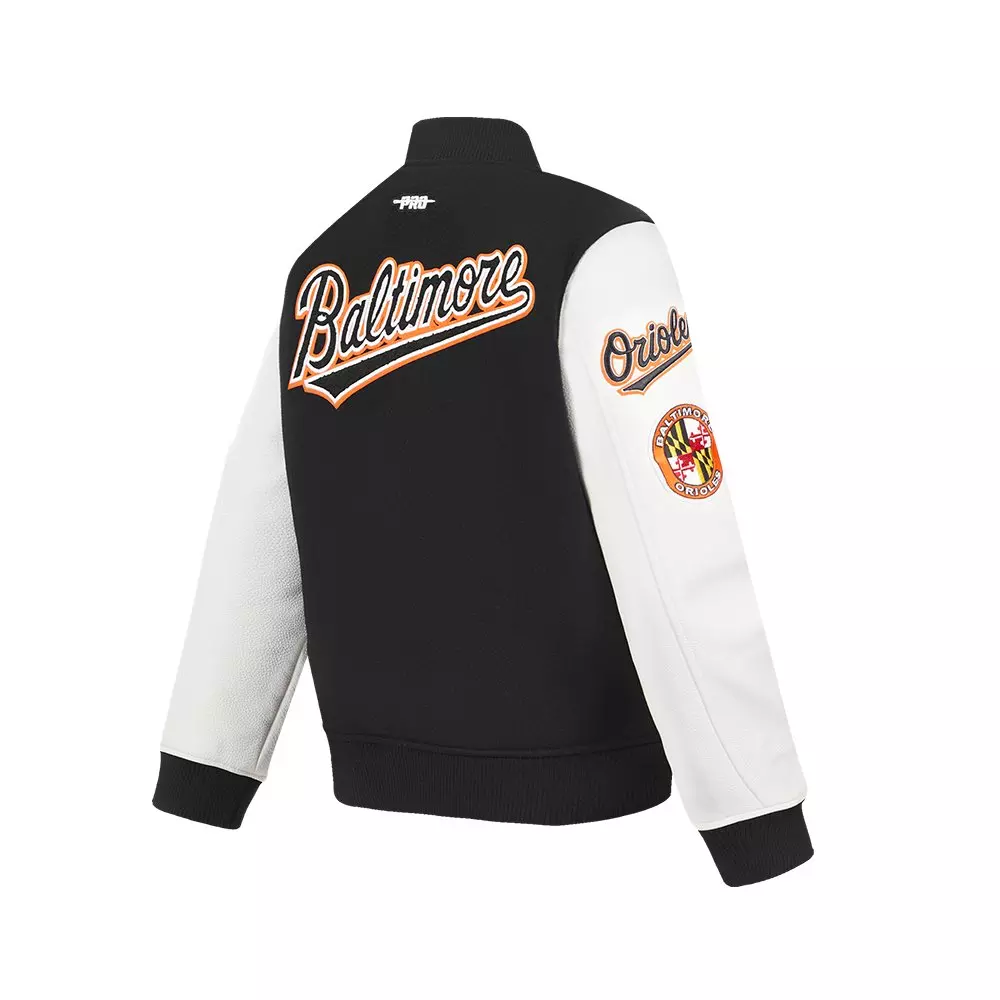 Pro Standard Big Boys' MLB Baltimore Orioles Classic Wool Varsity Jacket -Black - BLACK