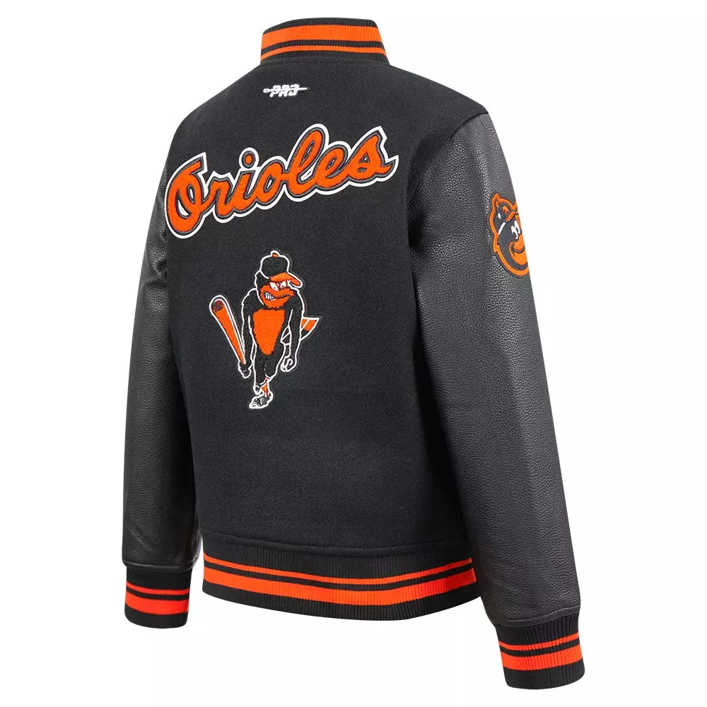 Pro Standard Big Boys' MLB Baltimore Orioles Retro Classic Rib Wool Varsity Jacket  - Black - BLACK