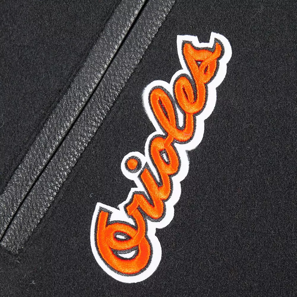 Pro Standard Big Boys' MLB Baltimore Orioles Retro Classic Rib Wool Varsity Jacket -Black - BLACK