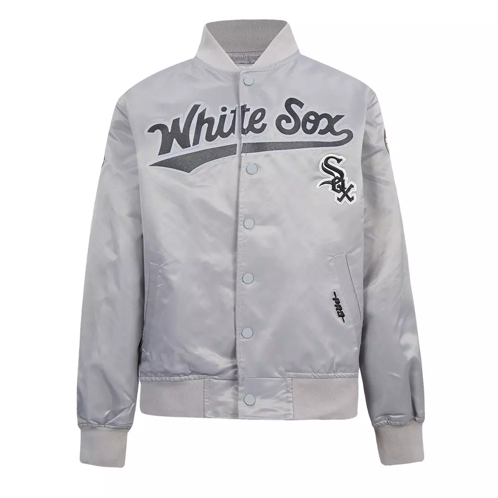 Pro Standard Big Boys' MLB Chicago White Sox Classic Satin Jacket - Silver - SILVER
