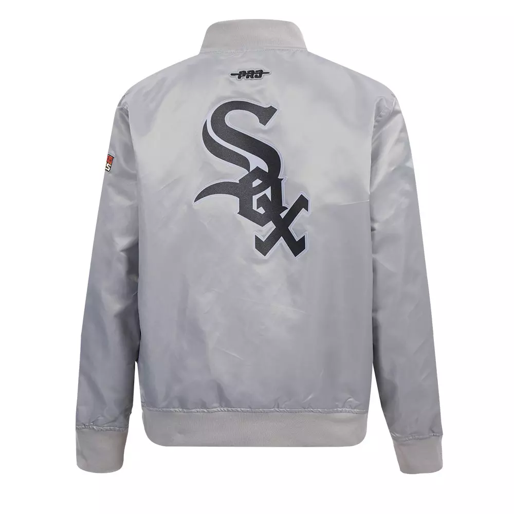 Pro Standard Big Boys' MLB Chicago White Sox Classic Satin Jacket -Silver - SILVER