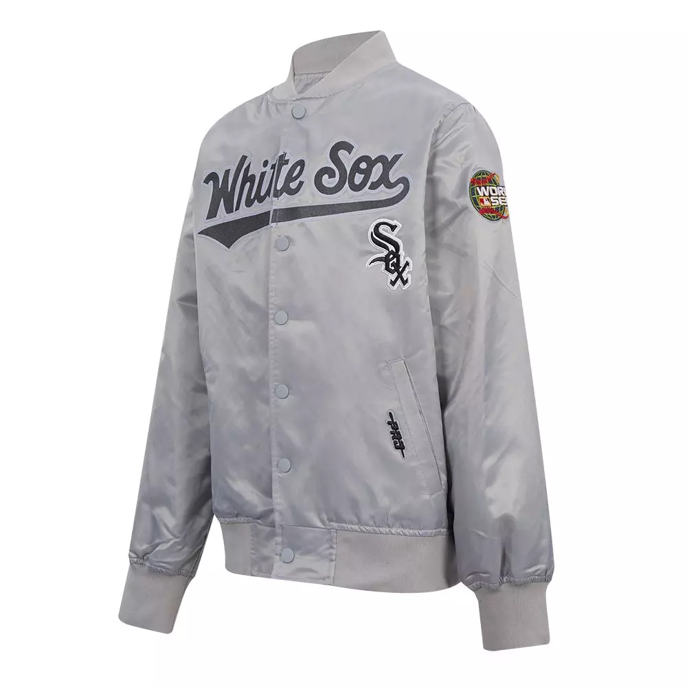 Pro Standard Big Boys' MLB Chicago White Sox Classic Satin Jacket - Silver - SILVER