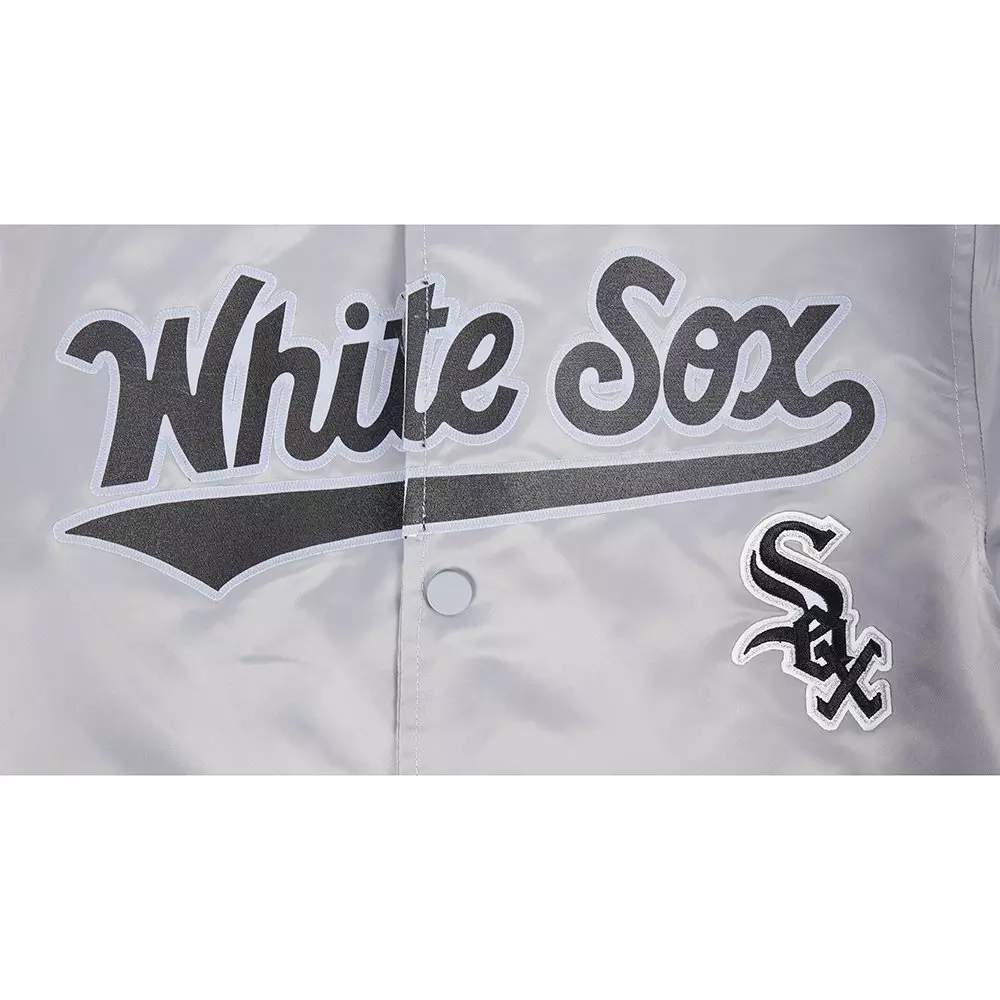 Pro Standard Big Boys' MLB Chicago White Sox Classic Satin Jacket -Silver - SILVER