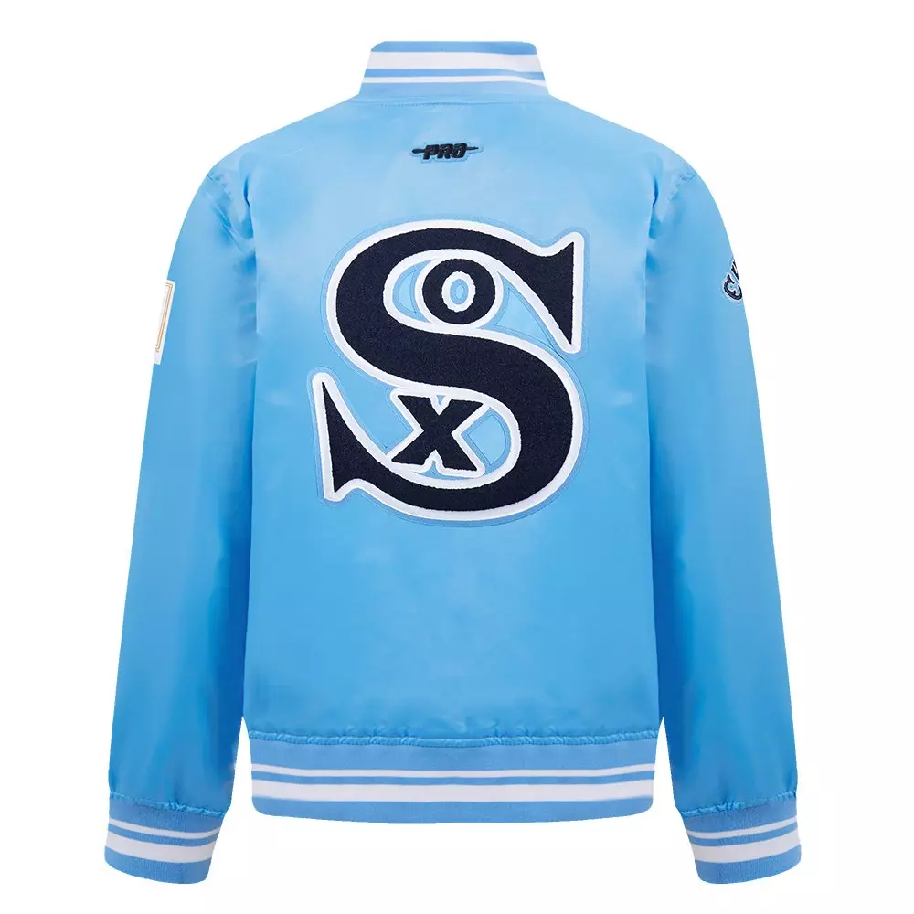 Pro Standard Big Boys' MLB Chicago White Sox Retro Classic Rib Satin Jacket -Blue - BLUE