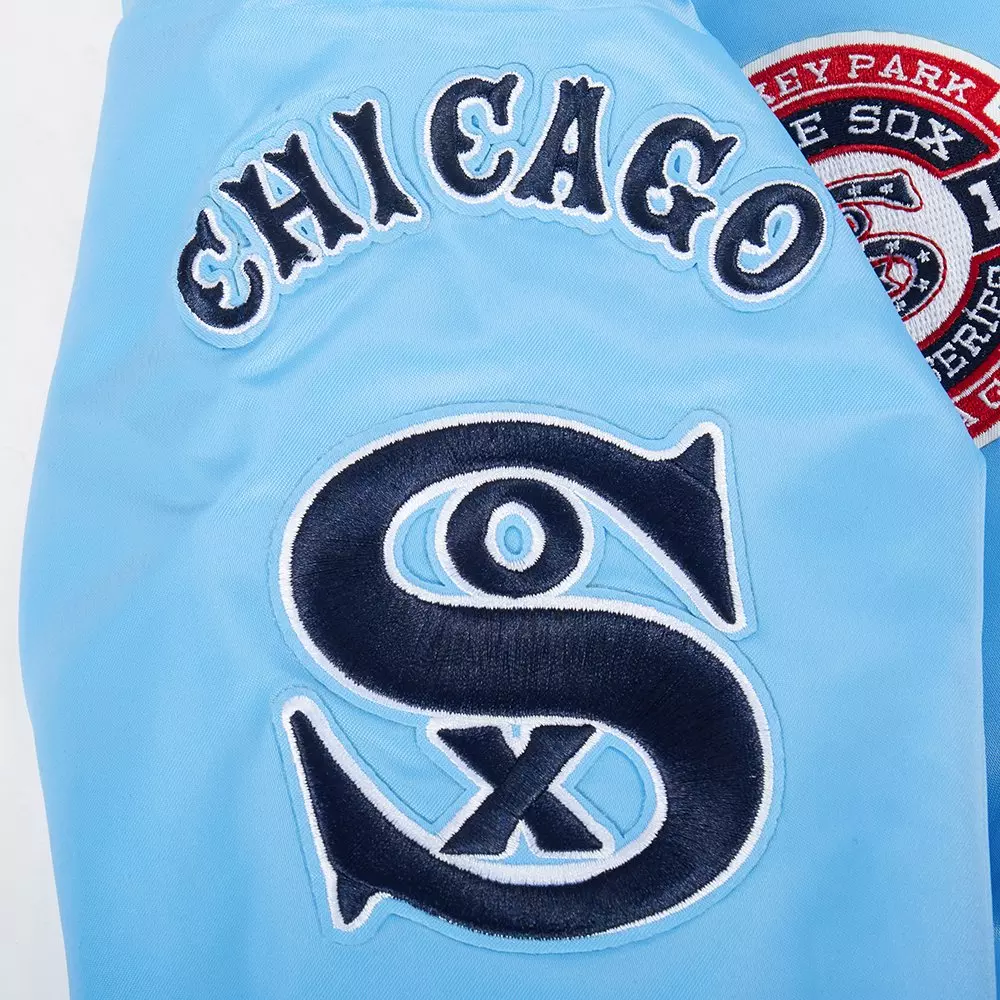Pro Standard Big Boys' MLB Chicago White Sox Retro Classic Rib Satin Jacket -Blue - BLUE