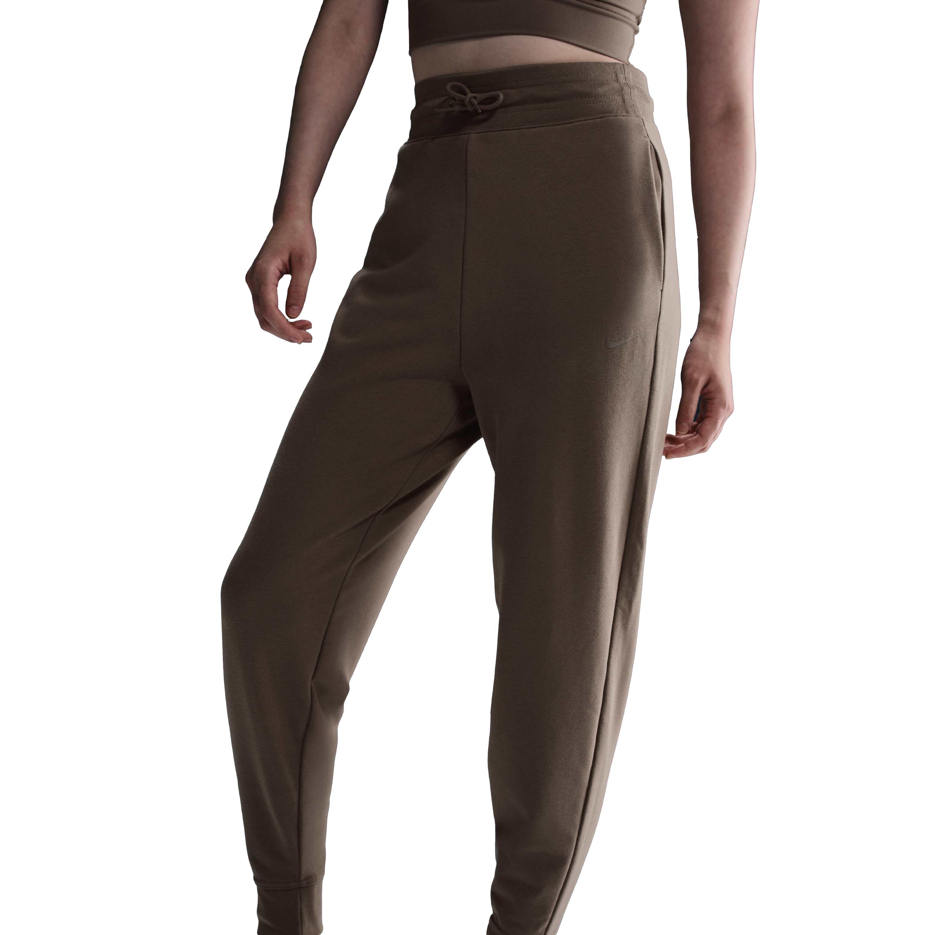 Nike Women's Dri-FIT One High-Waisted 7/8 French Terry Joggers - Brown - BROWN