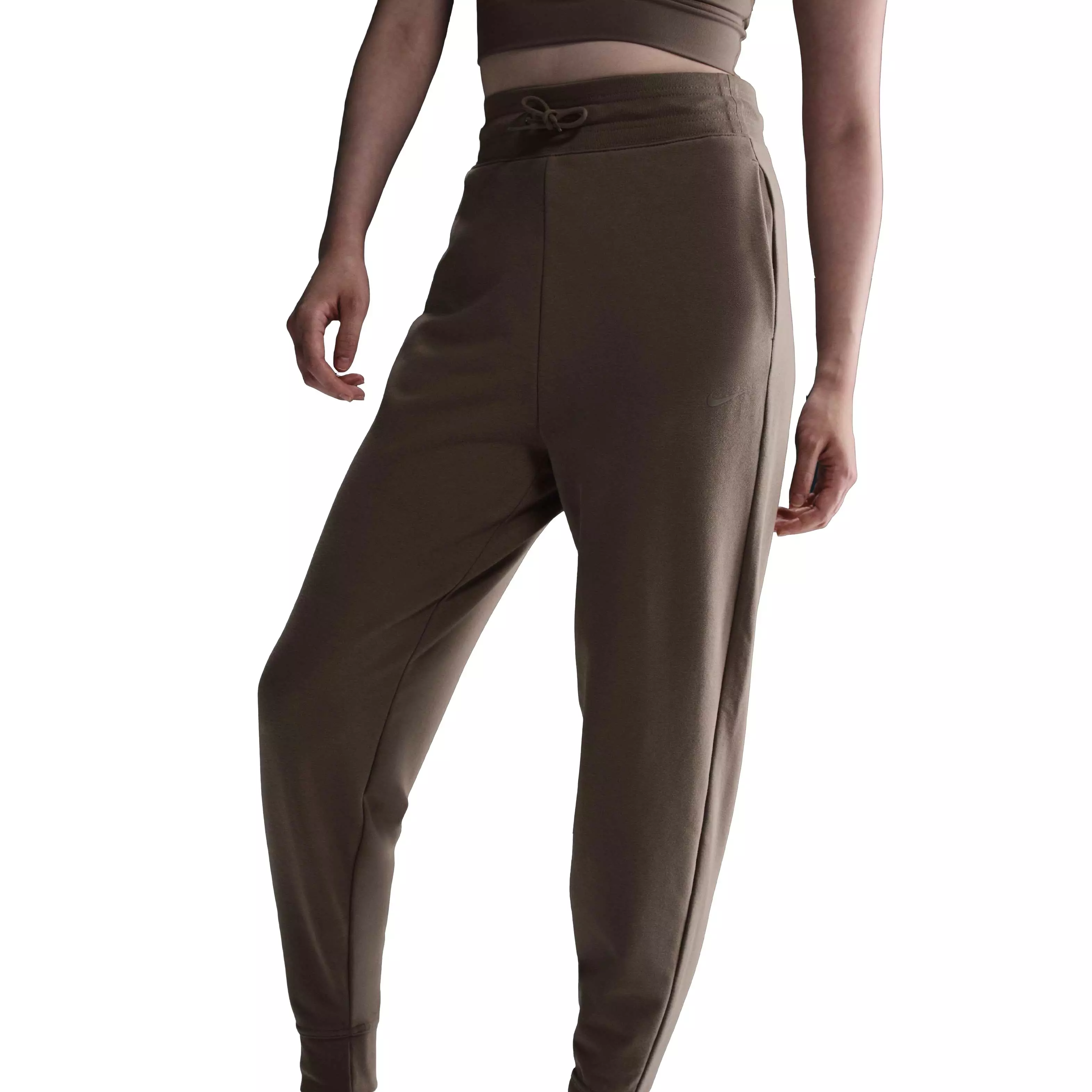 Nike Women's Dri-FIT One High-Waisted 7/8 French Terry Joggers - Brown - BROWN