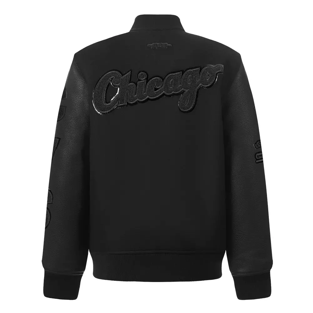 Pro Standard Big Boys' MLB Chicago White Sox Triple Black Wool Varsity Jacket - BLACK